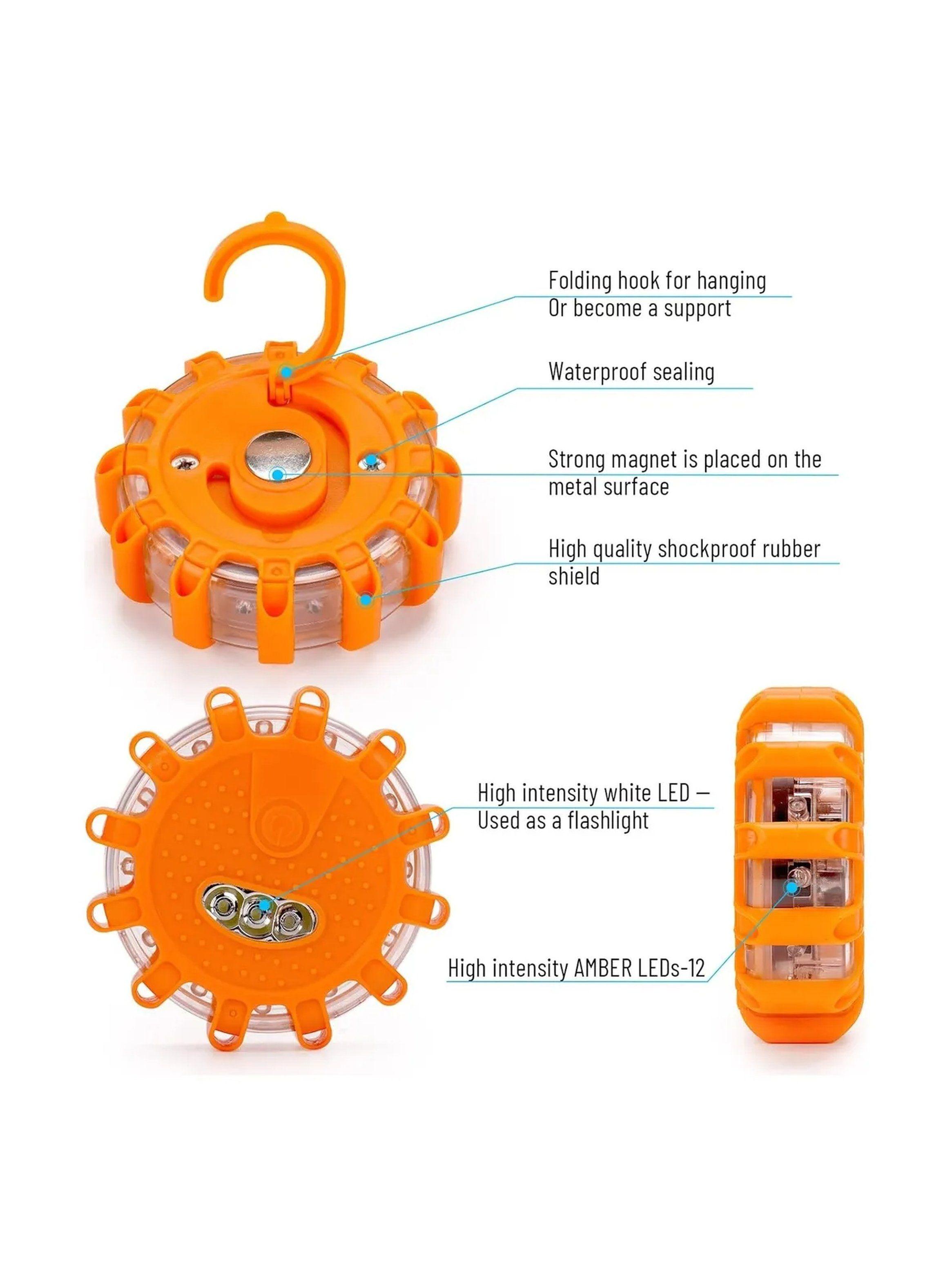 Luz de Emergencia LED Magnética Impermeable Naranja Multiusos-3