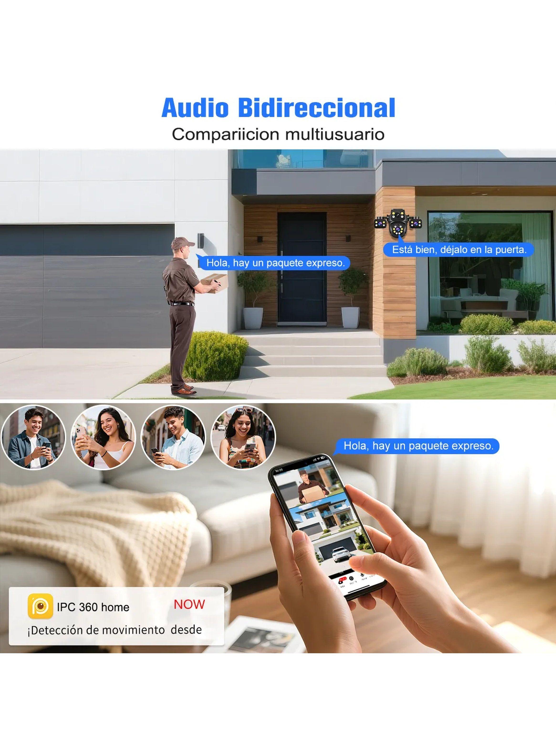 Cámara de Seguridad WiFi 15MP Visión Nocturna 360° Impermeable IP66-7