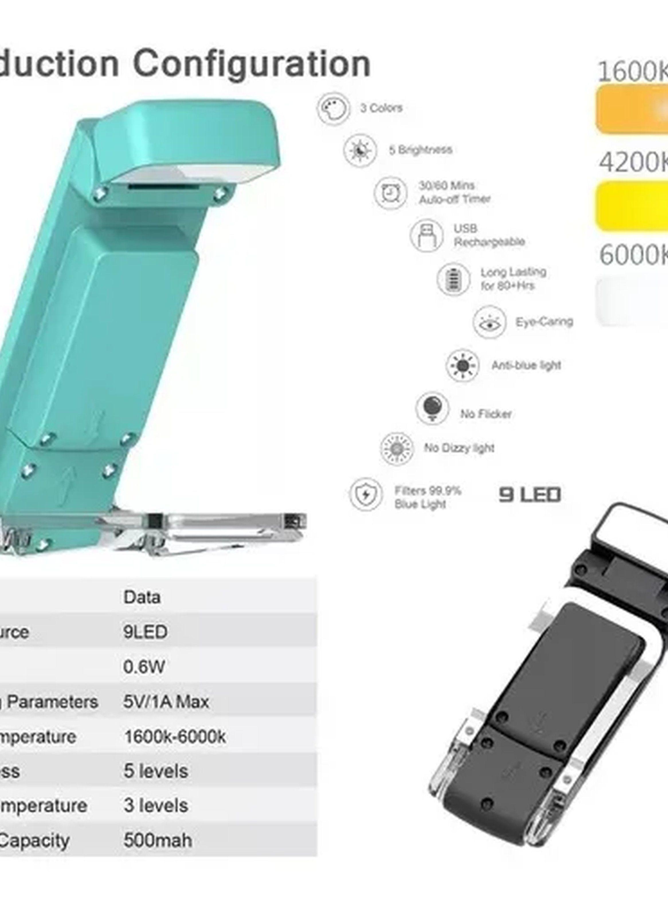 Lámpara de Lectura con Protección Ocular Luz LED Recargable Ajustable-6
