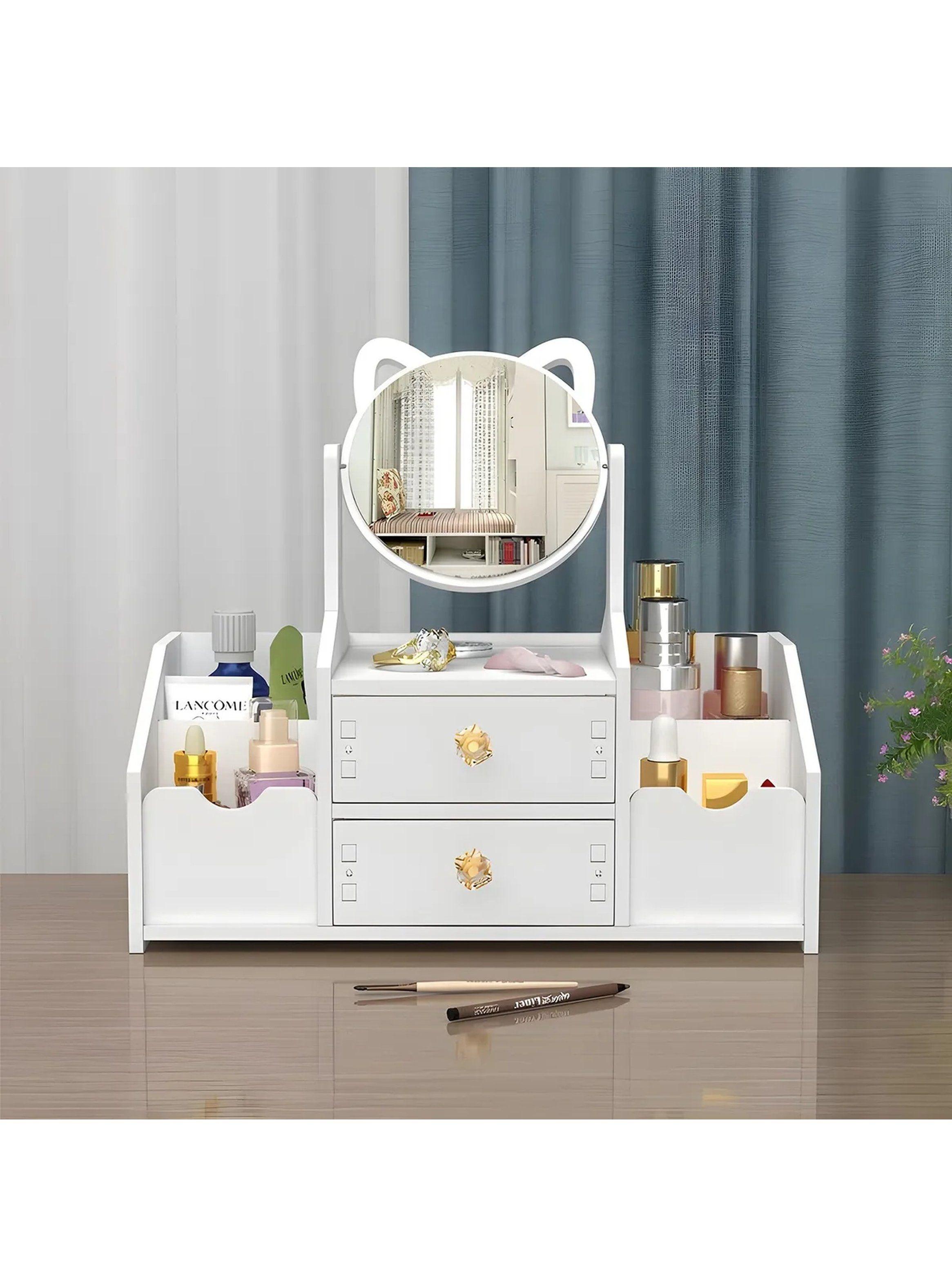 Organizador de Maquillaje con Espejo y Cajones 40cm Blanco-2