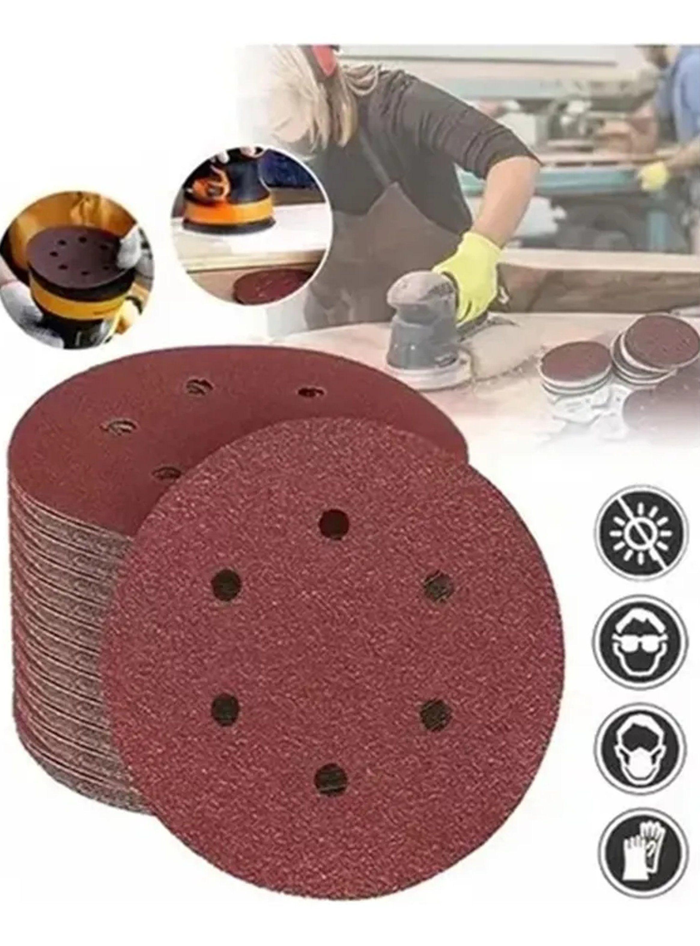 Discos de Lija Abrasiva Redonda 5 Pulgadas 6 Agujeros Multigrano-2