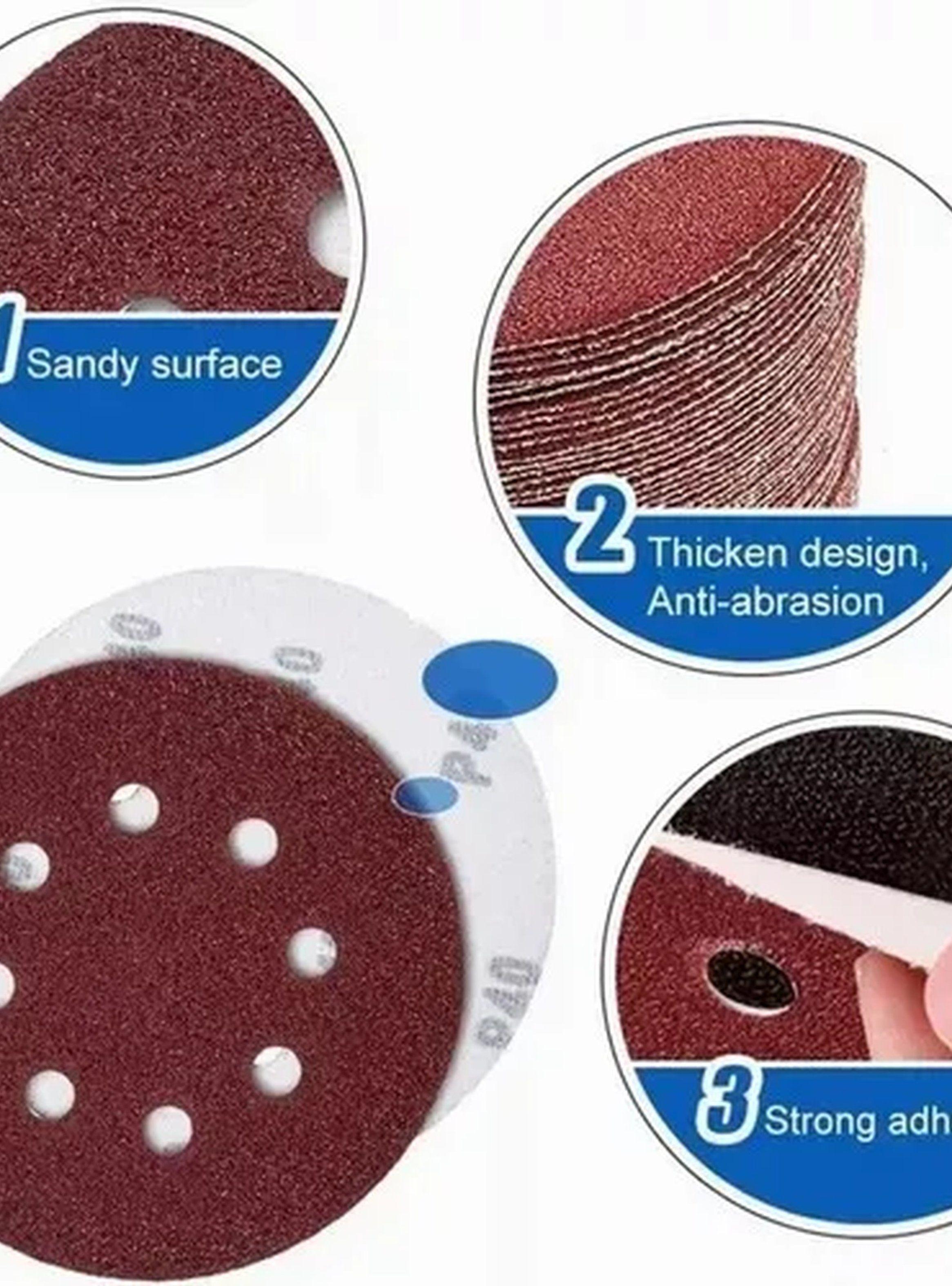 Discos de Lija Abrasiva Redonda 5 Pulgadas 6 Agujeros Multigrano-3