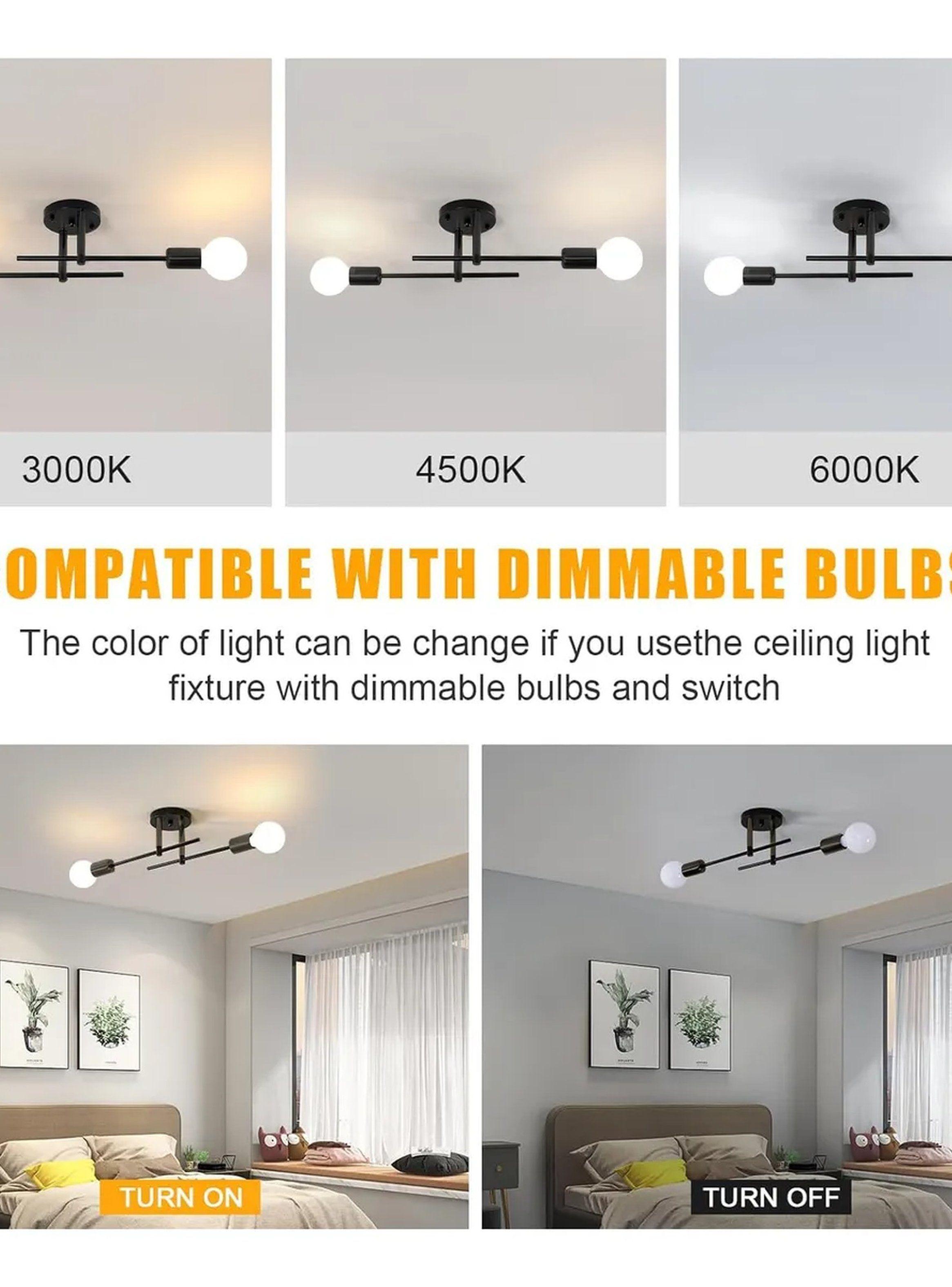 Lámpara de Techo Moderna E27 Metal Negro Diseño Minimalista-3