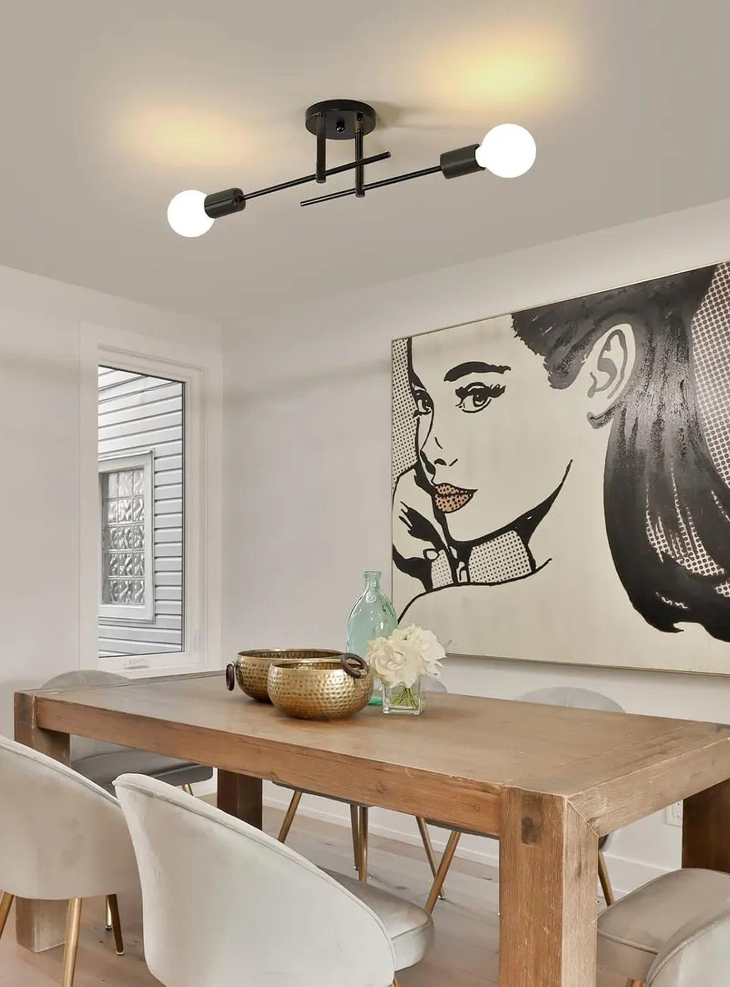 Lámpara de Techo Moderna E27 Metal Negro Diseño Minimalista-6