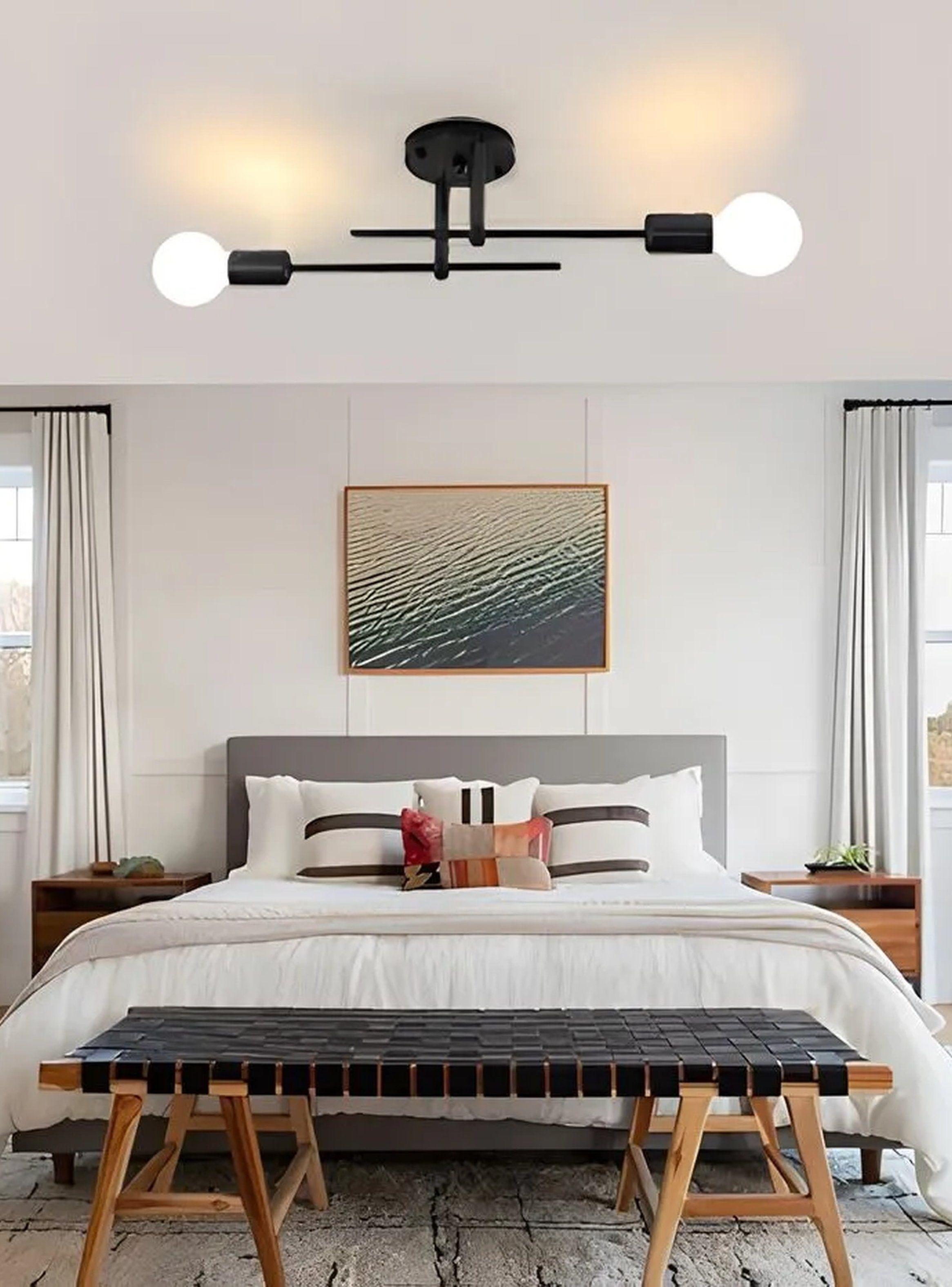 Lámpara de Techo Moderna E27 Metal Negro Diseño Minimalista-7