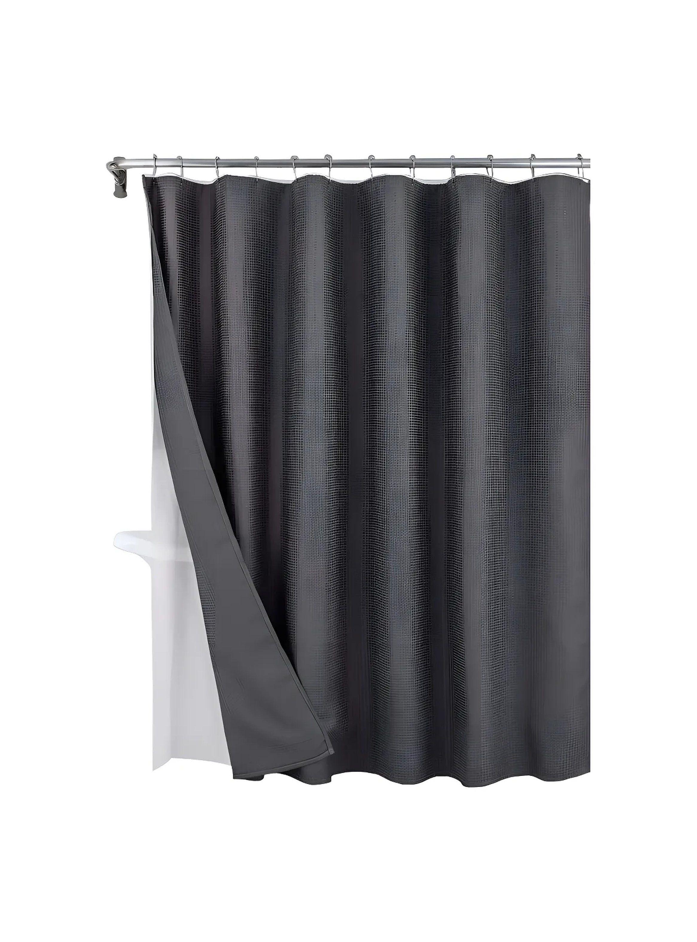 Cortina de Ducha Impermeable con Ganchos 180x200 cm Gris-0