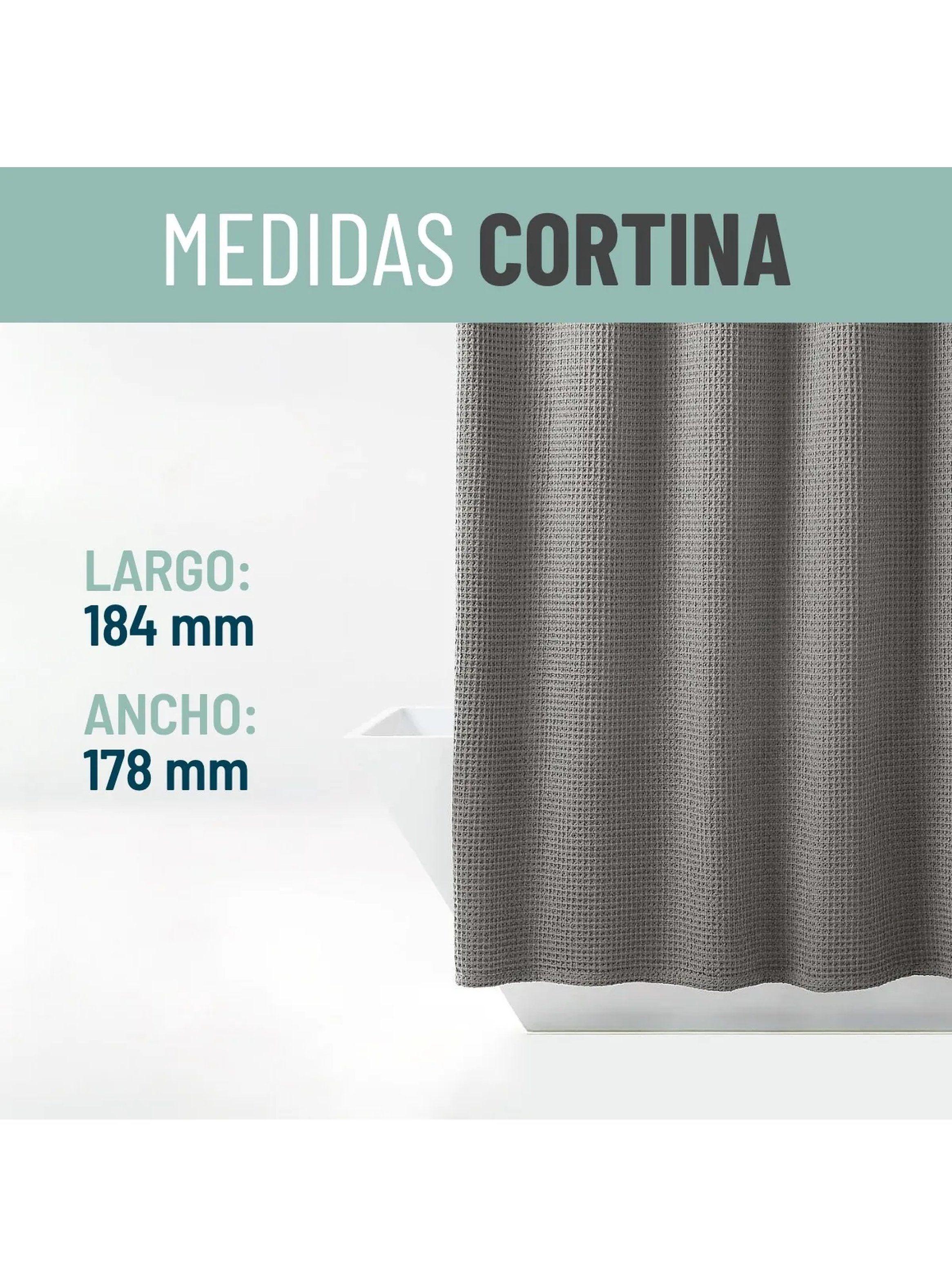 Cortina de Ducha Impermeable con Ganchos 180x200 cm Gris-5