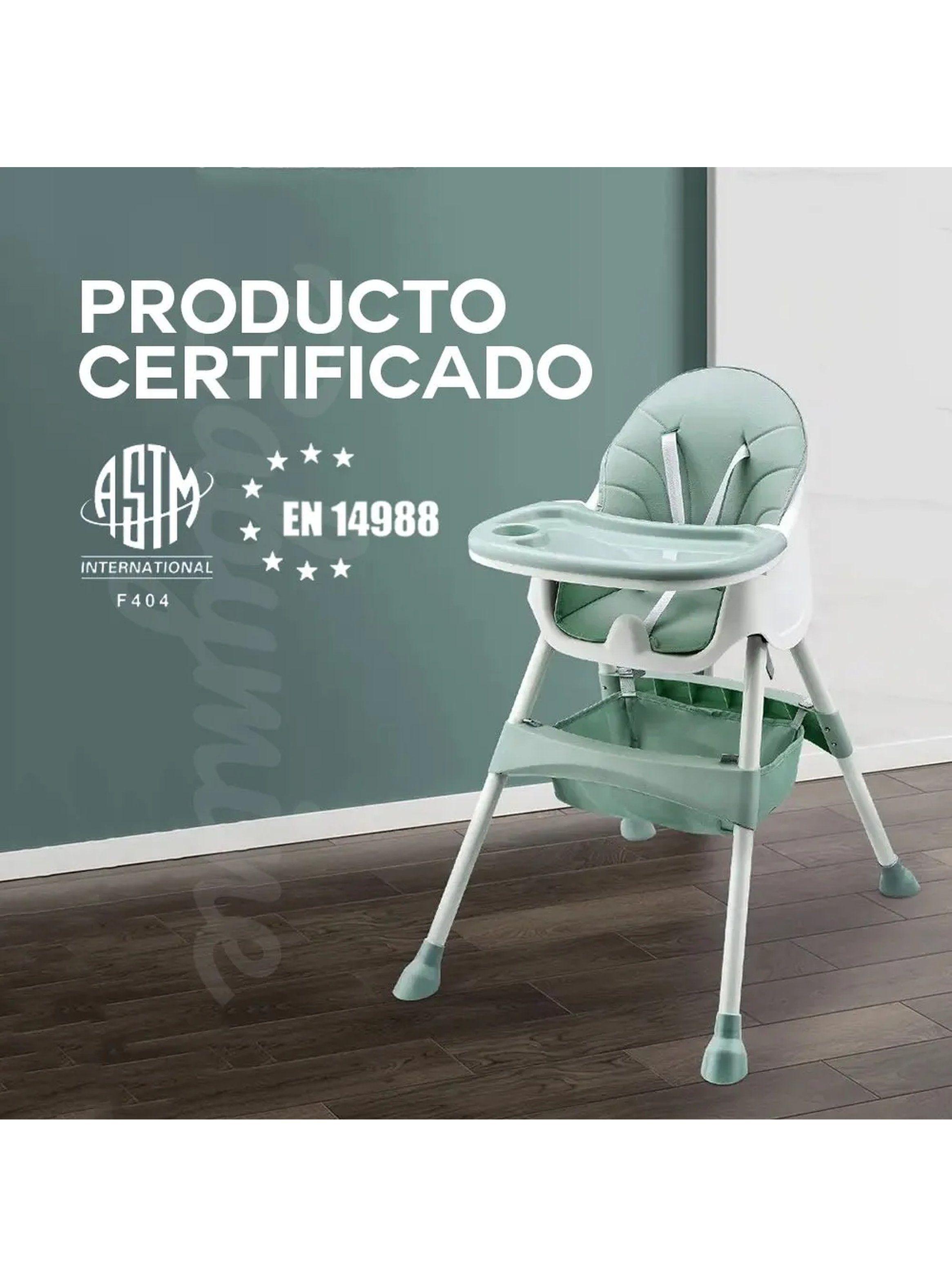 Silla Alta para Bebé Ajustable Estructura Firme Verde-1