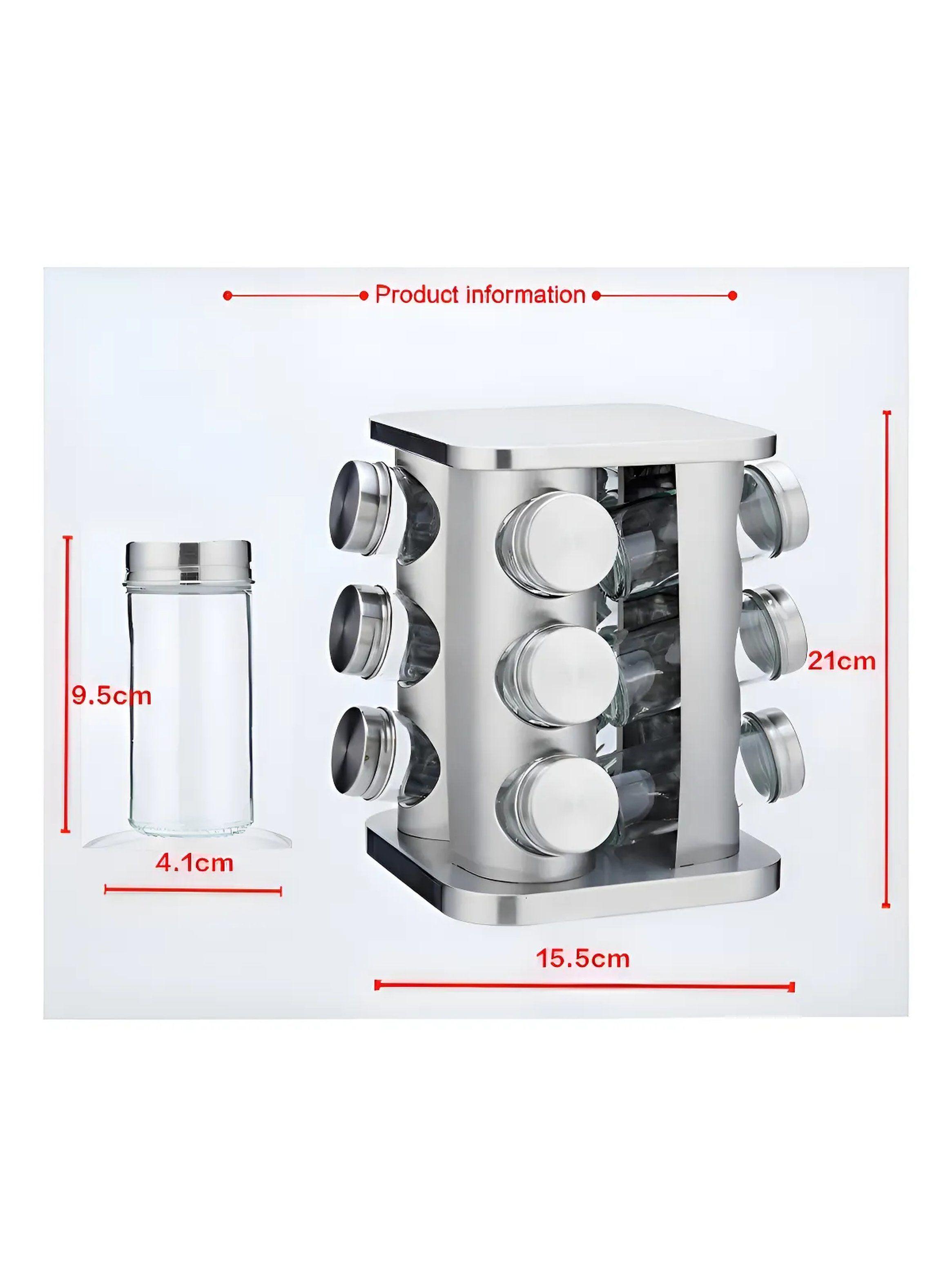 Organizador de Especias Giratorio Acero Inoxidable 12 Frascos Vacíos-2