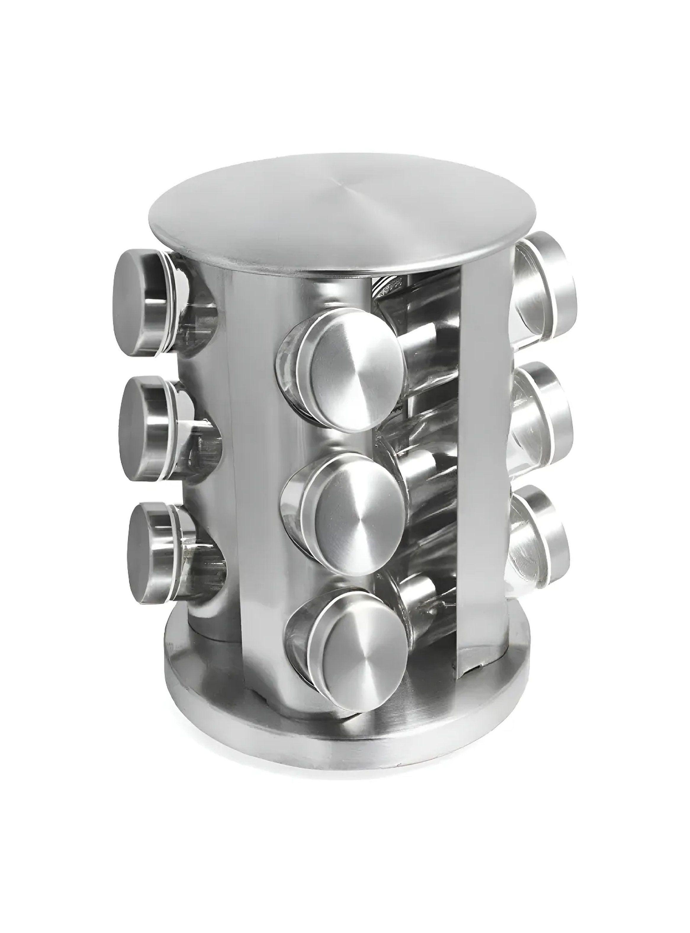 Organizador de Especias Giratorio Acero Inoxidable 12 Frascos Vacíos-6