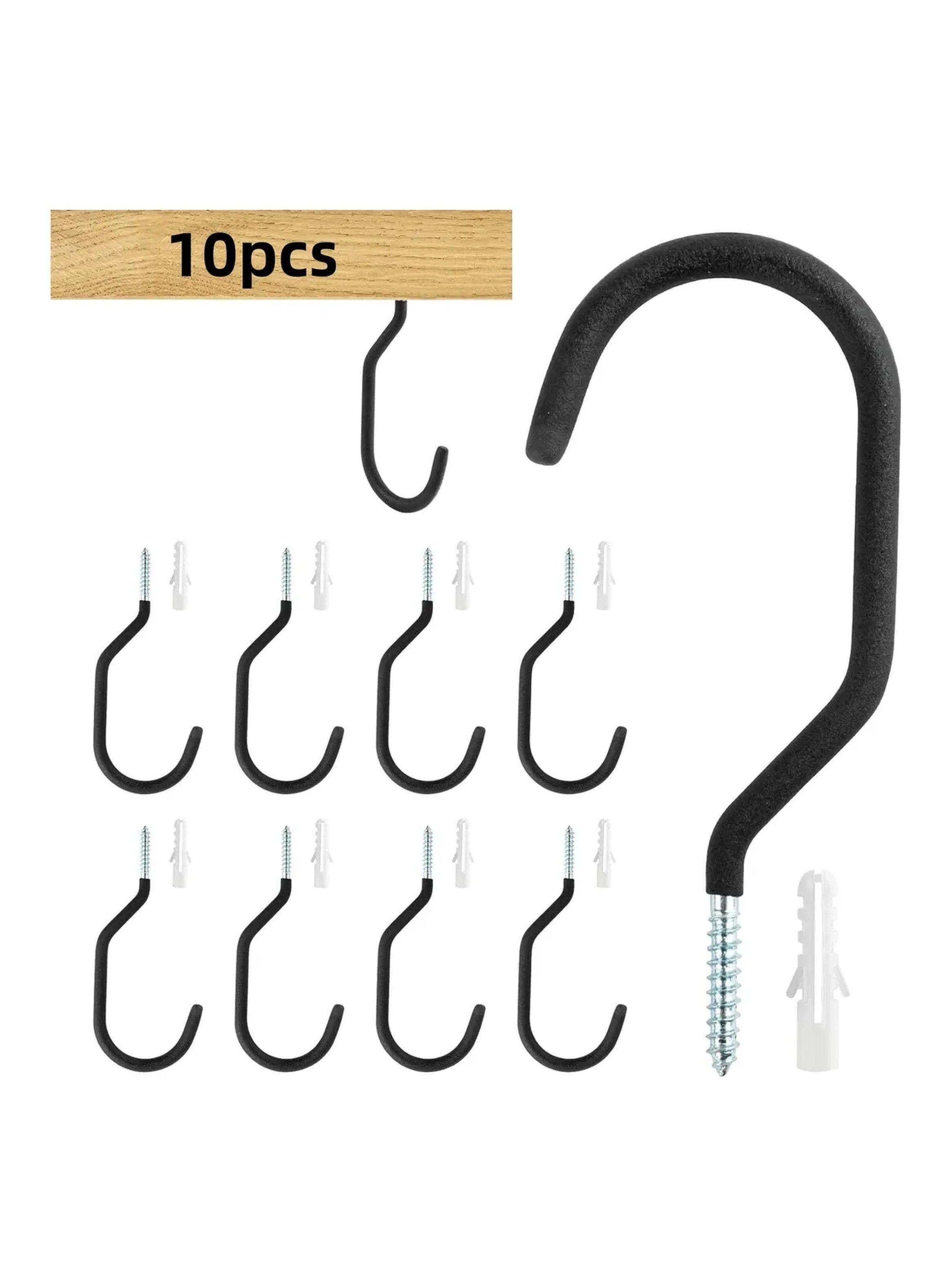 Ganchos de Pared 10 Piezas Acero Recubierto Negro 15 cm-2