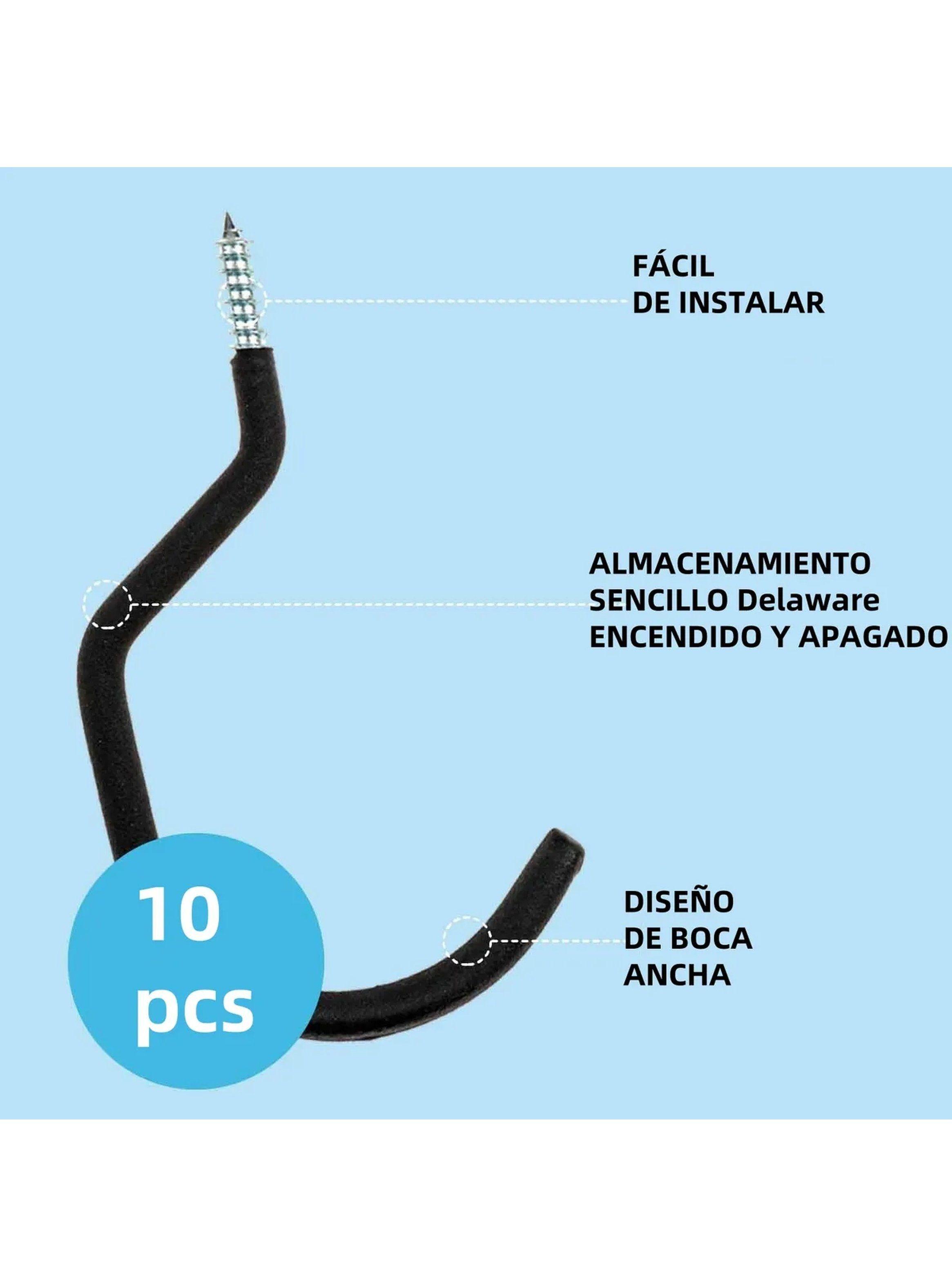 Ganchos de Pared 10 Piezas Acero Recubierto Negro 15 cm-8