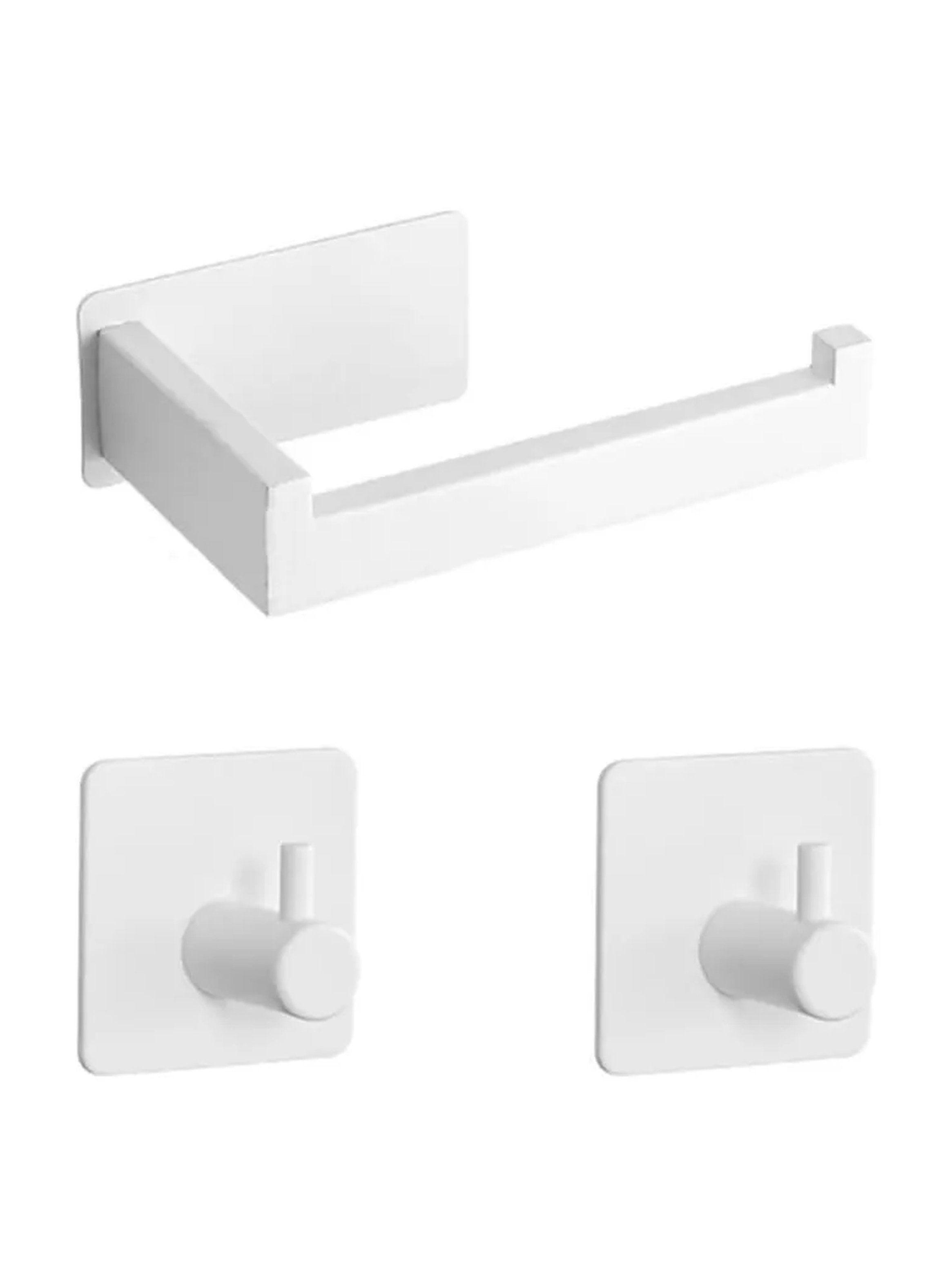 Soporte Portarrollos Adhesivo Baño Blanco-0