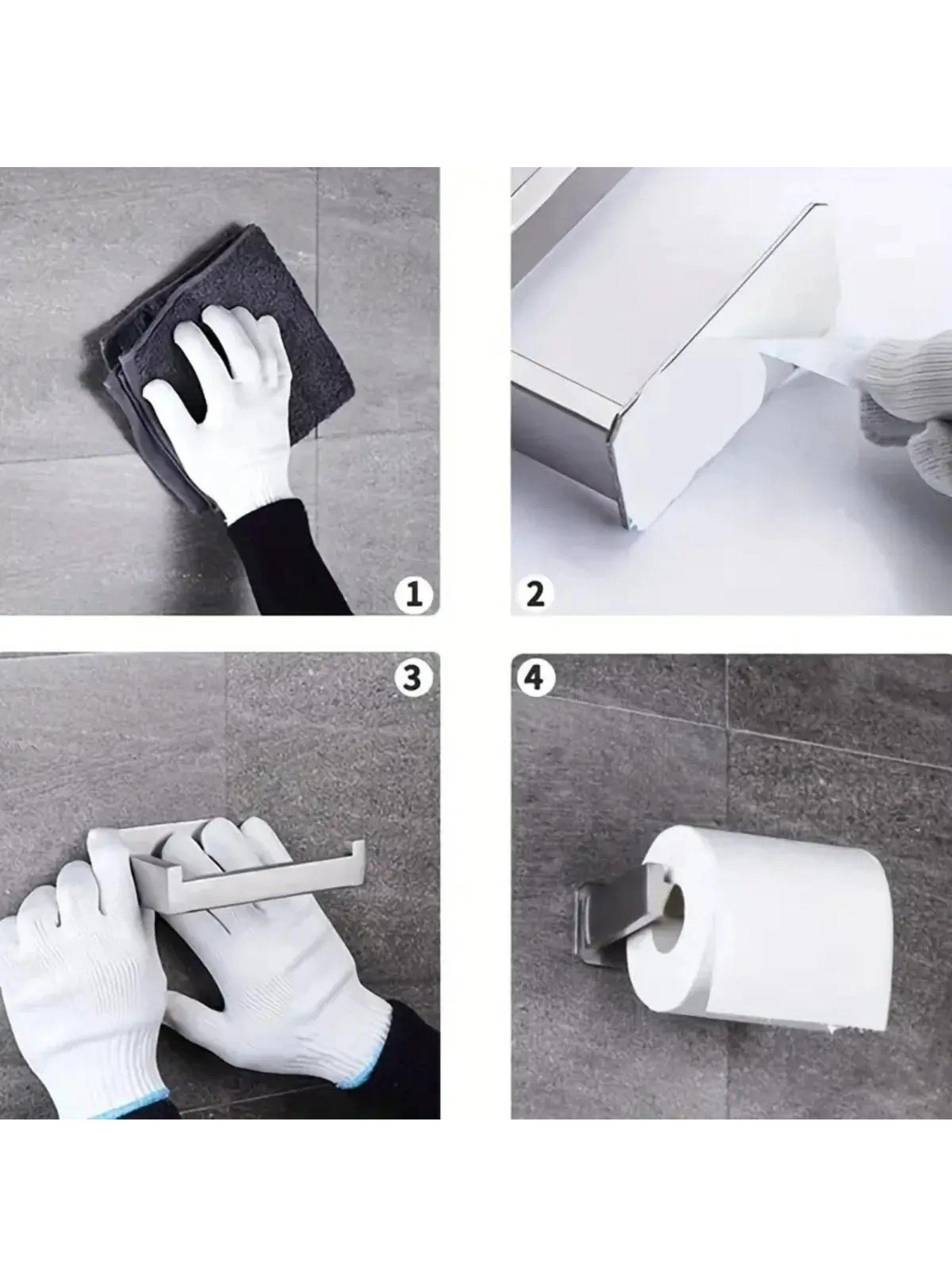 Soporte Portarrollos Adhesivo Baño Blanco-2