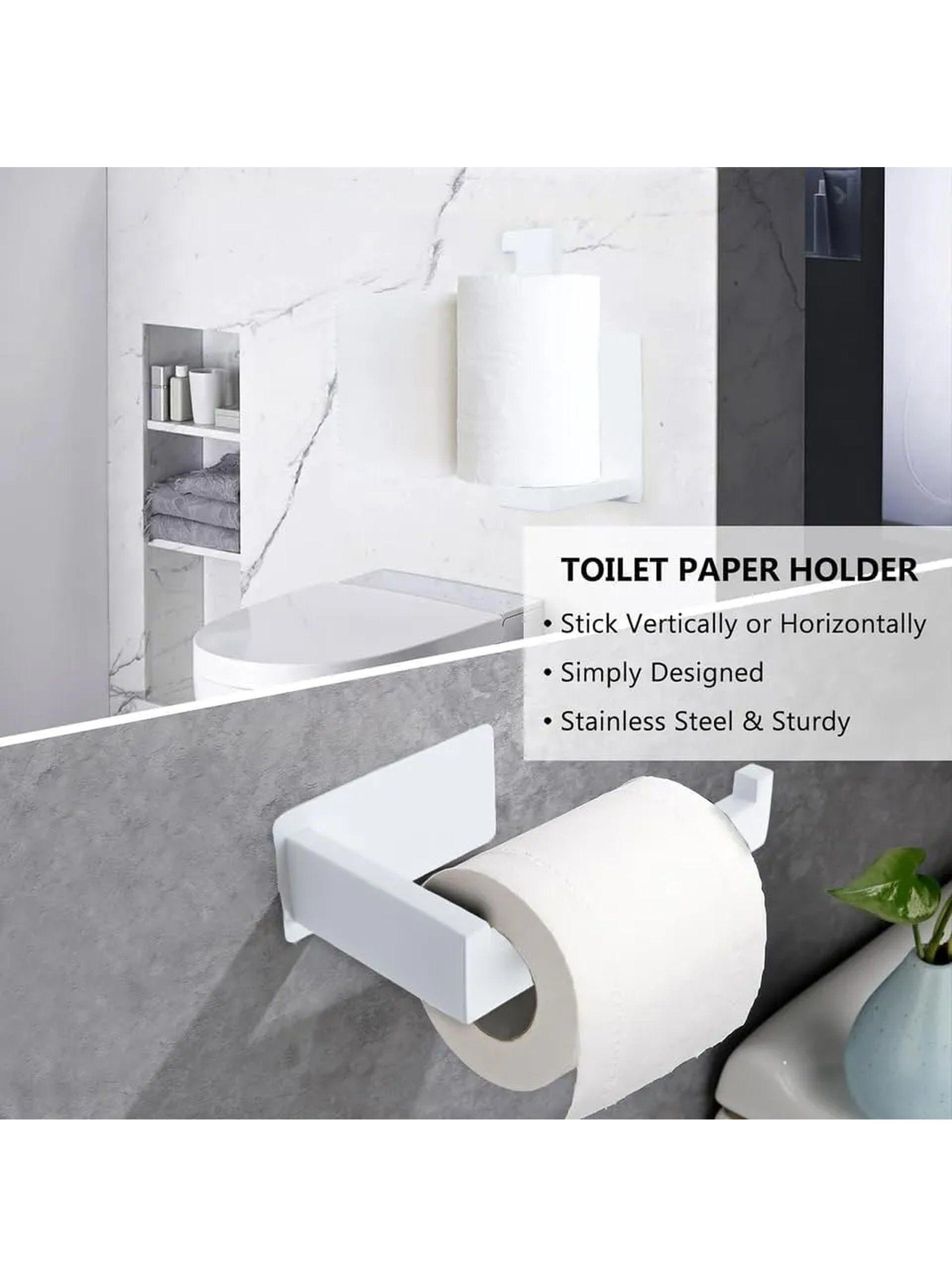 Soporte Portarrollos Adhesivo Baño Blanco-3