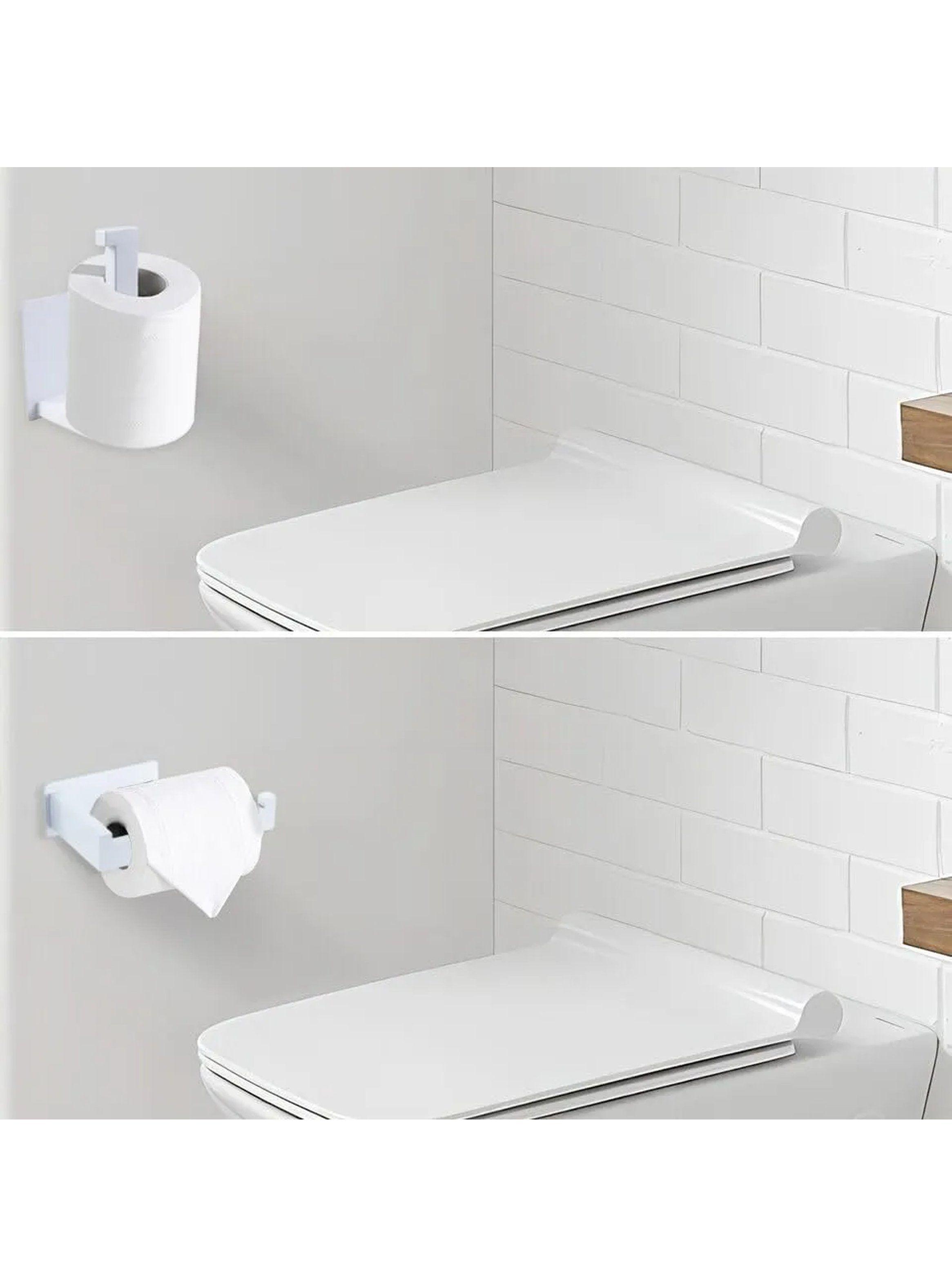 Soporte Portarrollos Adhesivo Baño Blanco-4