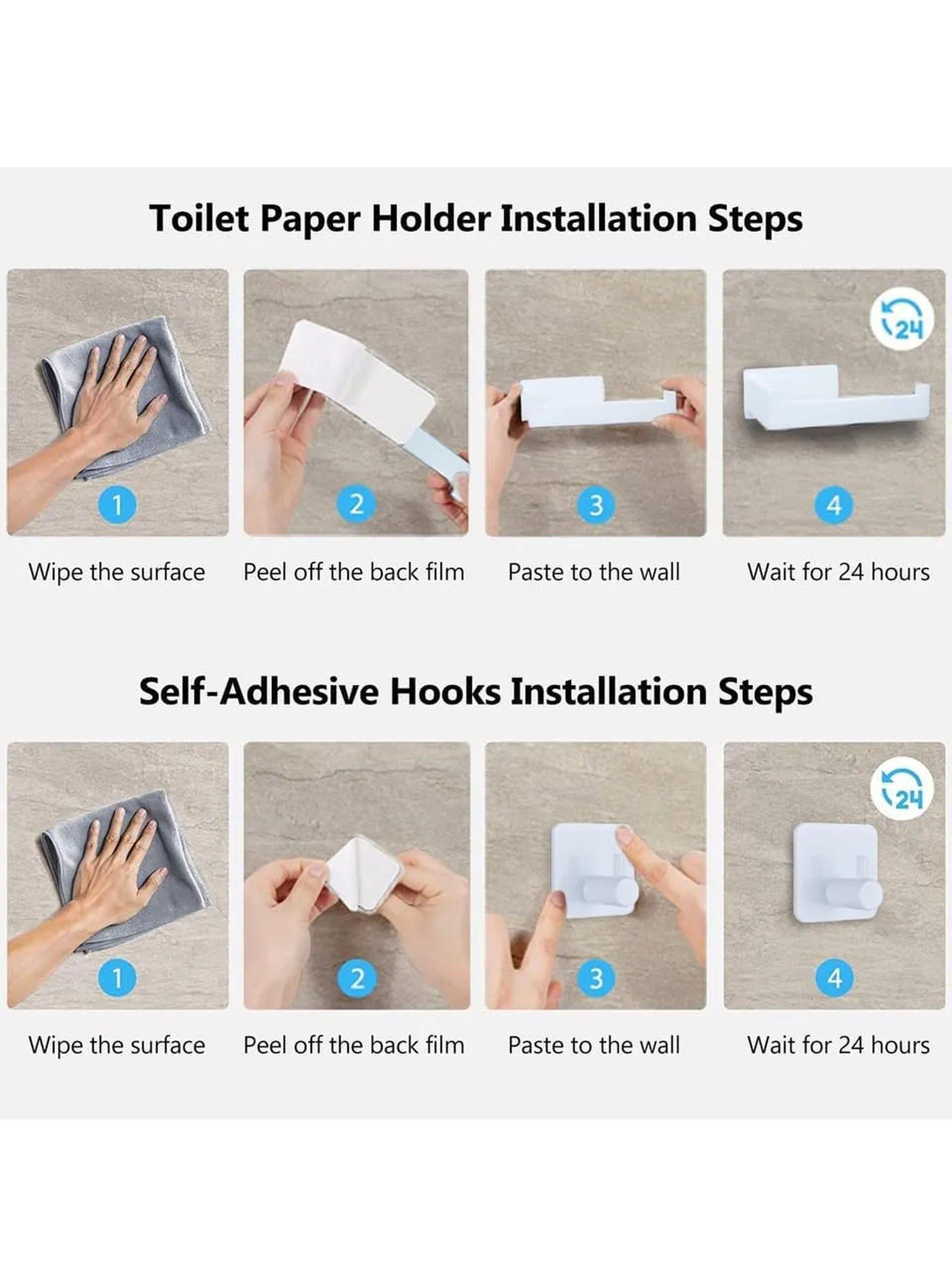 Soporte Portarrollos Adhesivo Baño Blanco-5