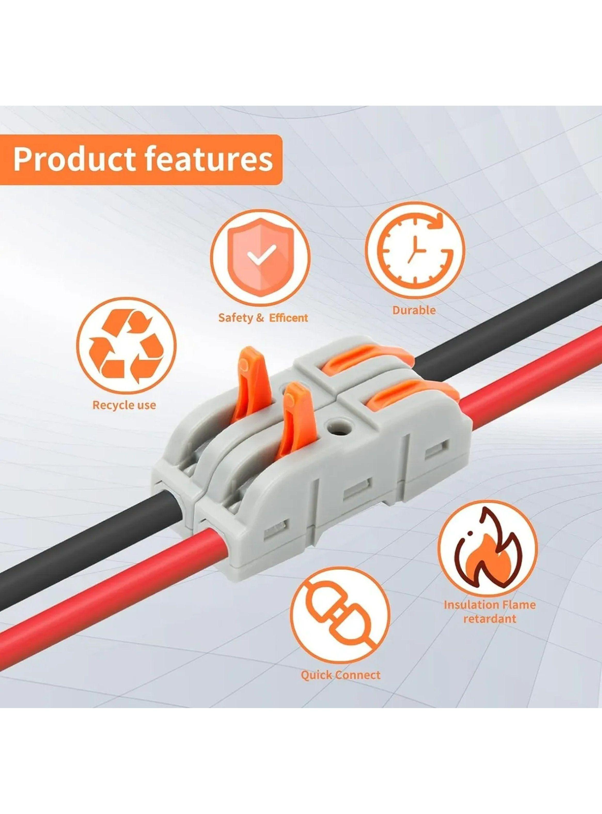 Conectores de Cable Compactos de 3 Vías Transparentes Ajustables-6