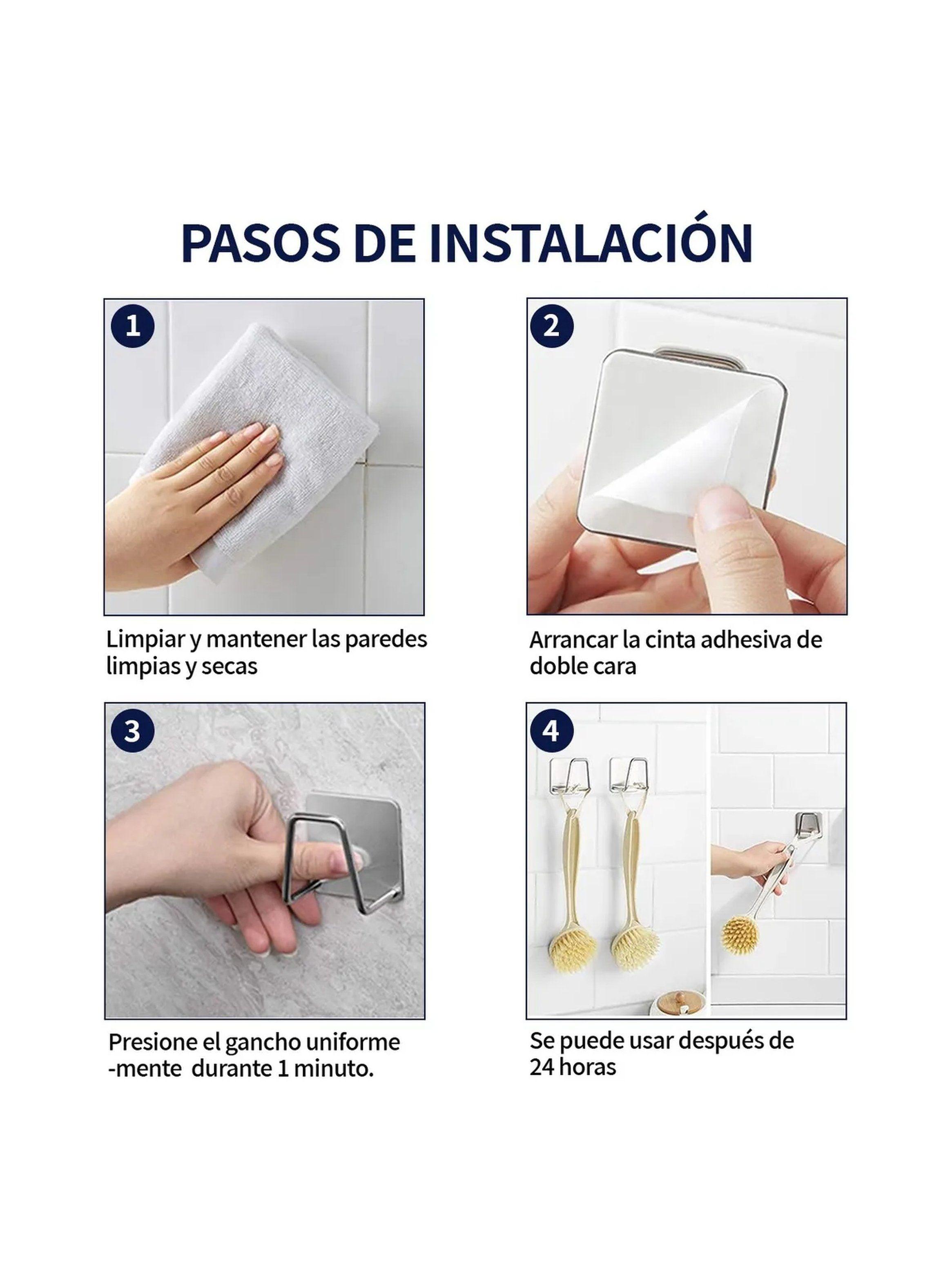 Soporte Adhesivo Multiuso Acero Inoxidable 5x5cm Pack de 10-4