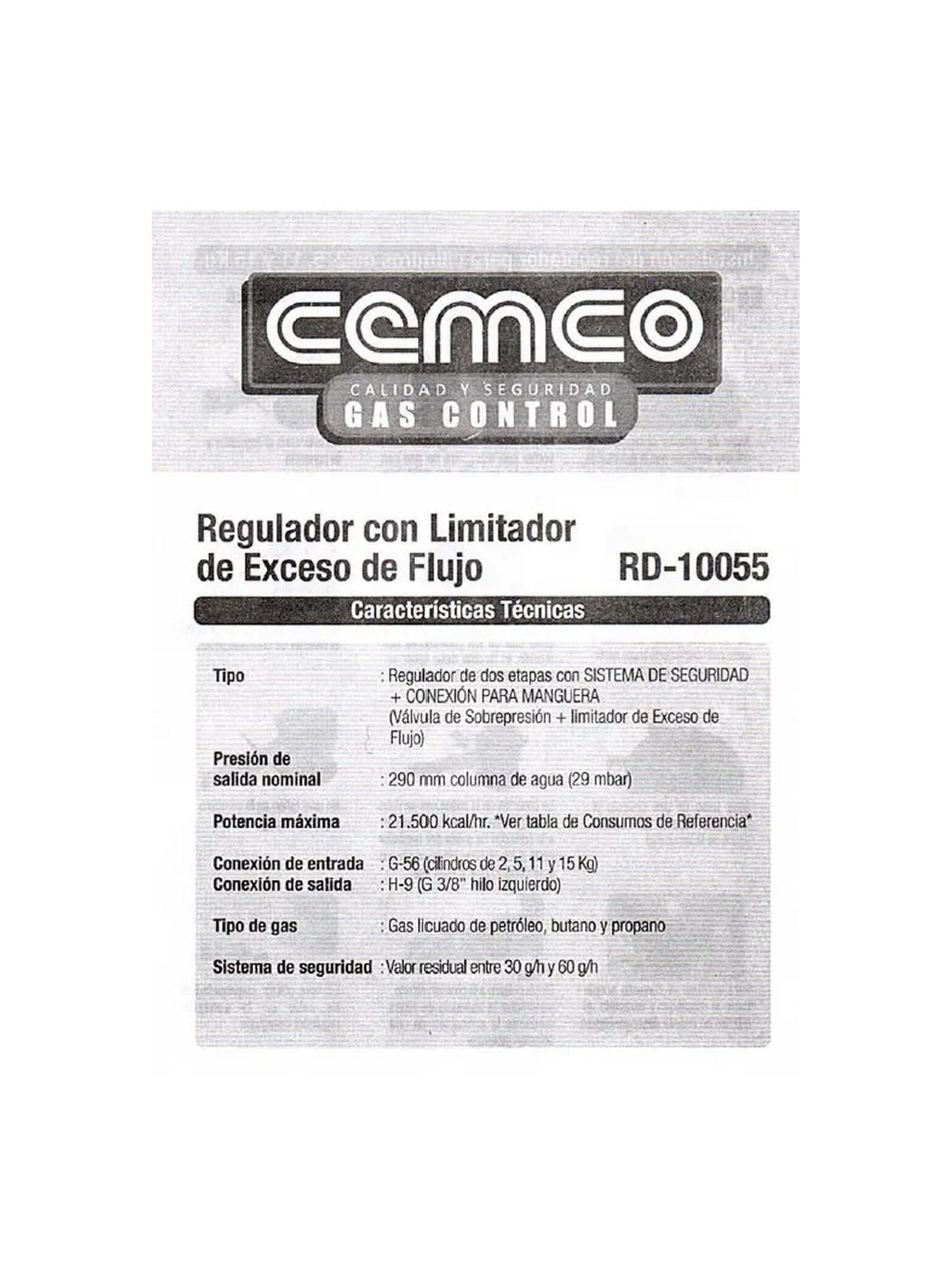 Regulador Para Gas Licuado Conexión 3/8" Certificado SEC-4