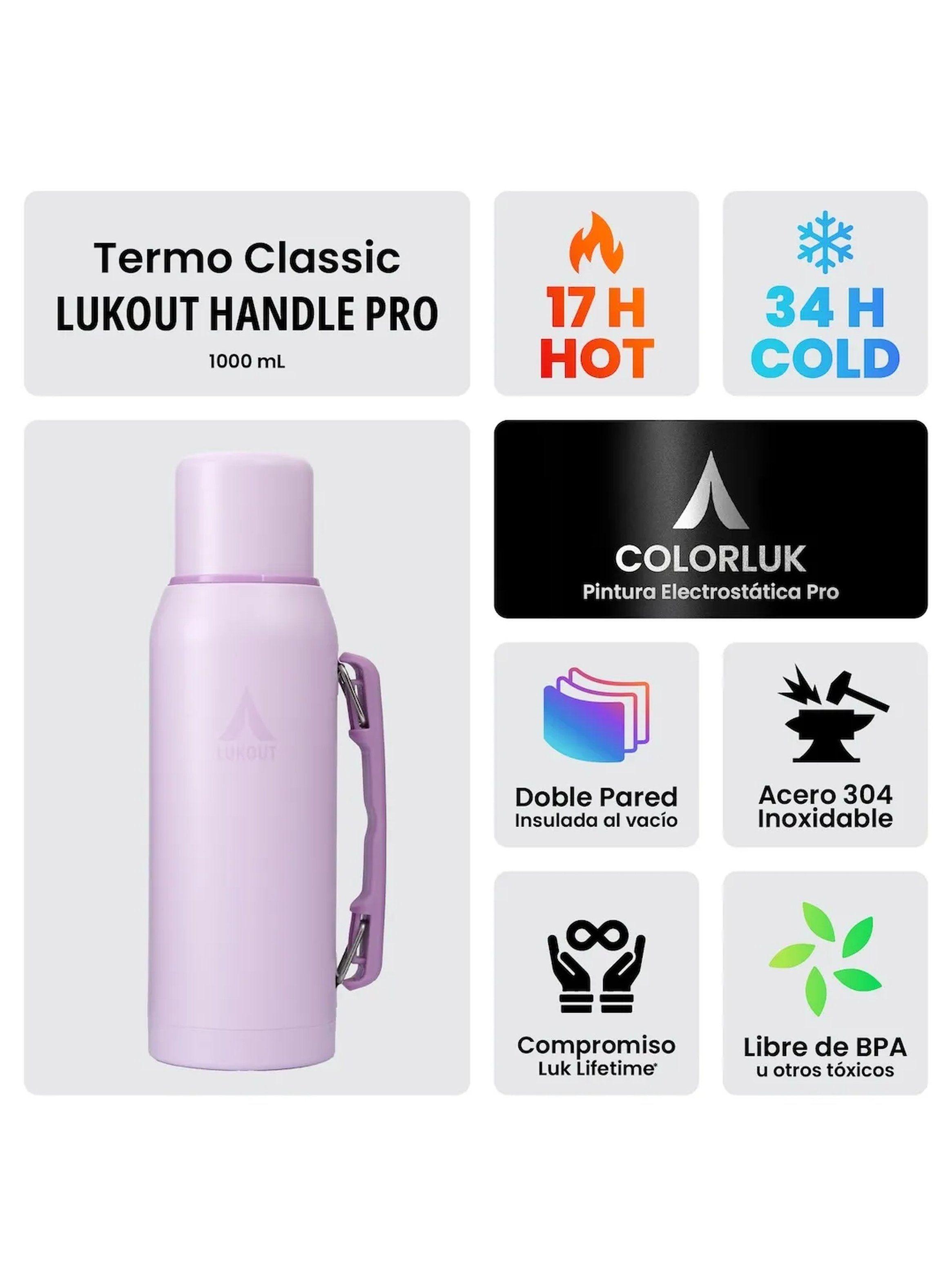 Termo Acero Inoxidable 1000 ml Doble Pared Rosa-1