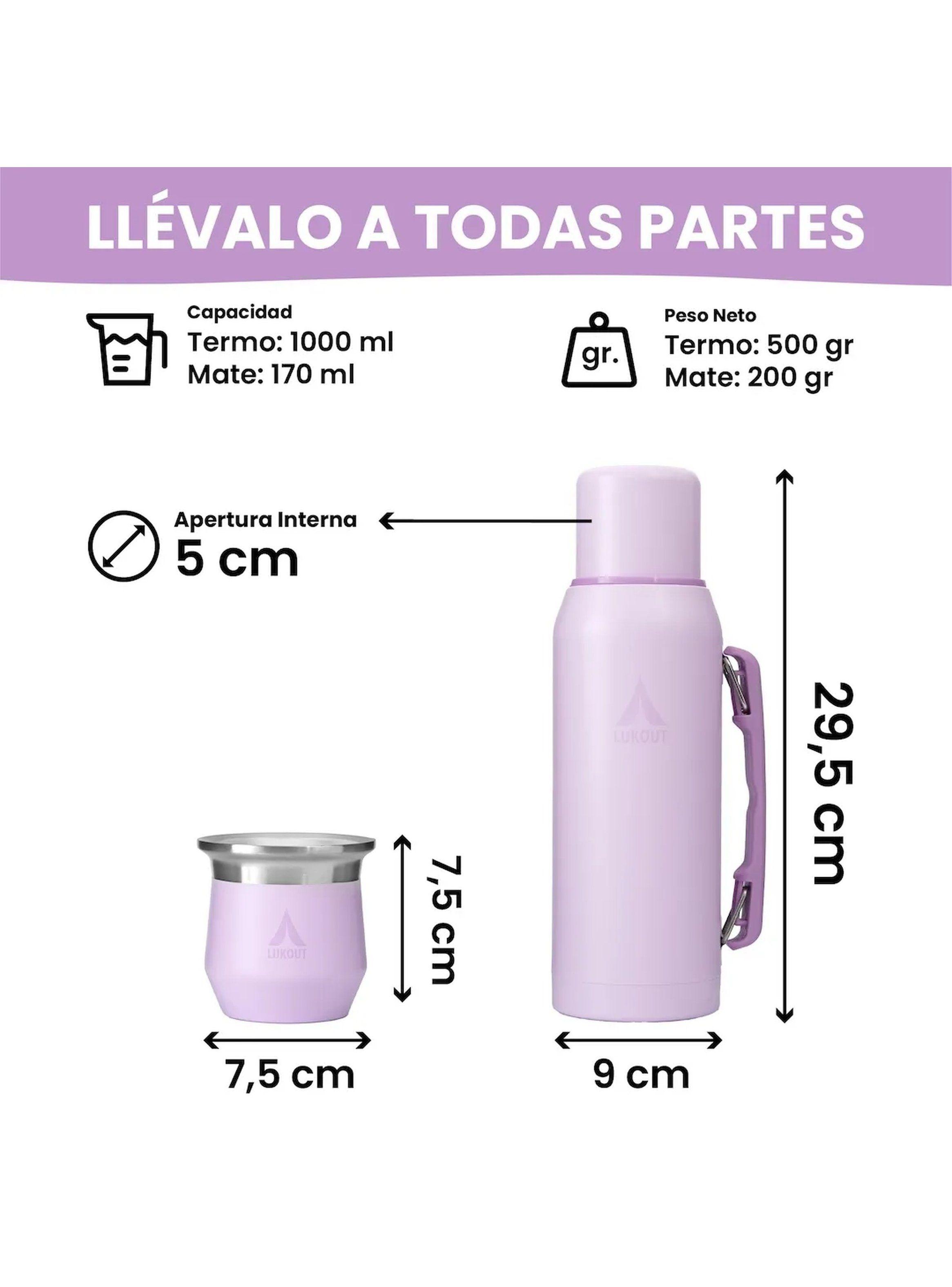 Termo Acero Inoxidable 1000 ml Doble Pared Rosa-2