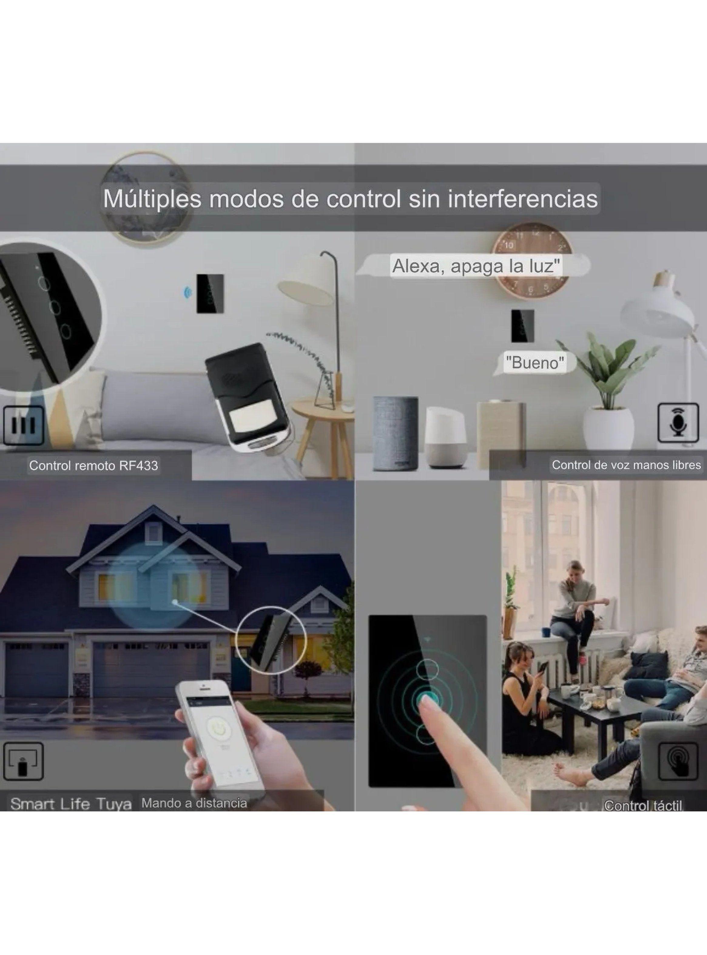 Interruptor de Luz Inteligente Wi-Fi Control Táctil Negro-2