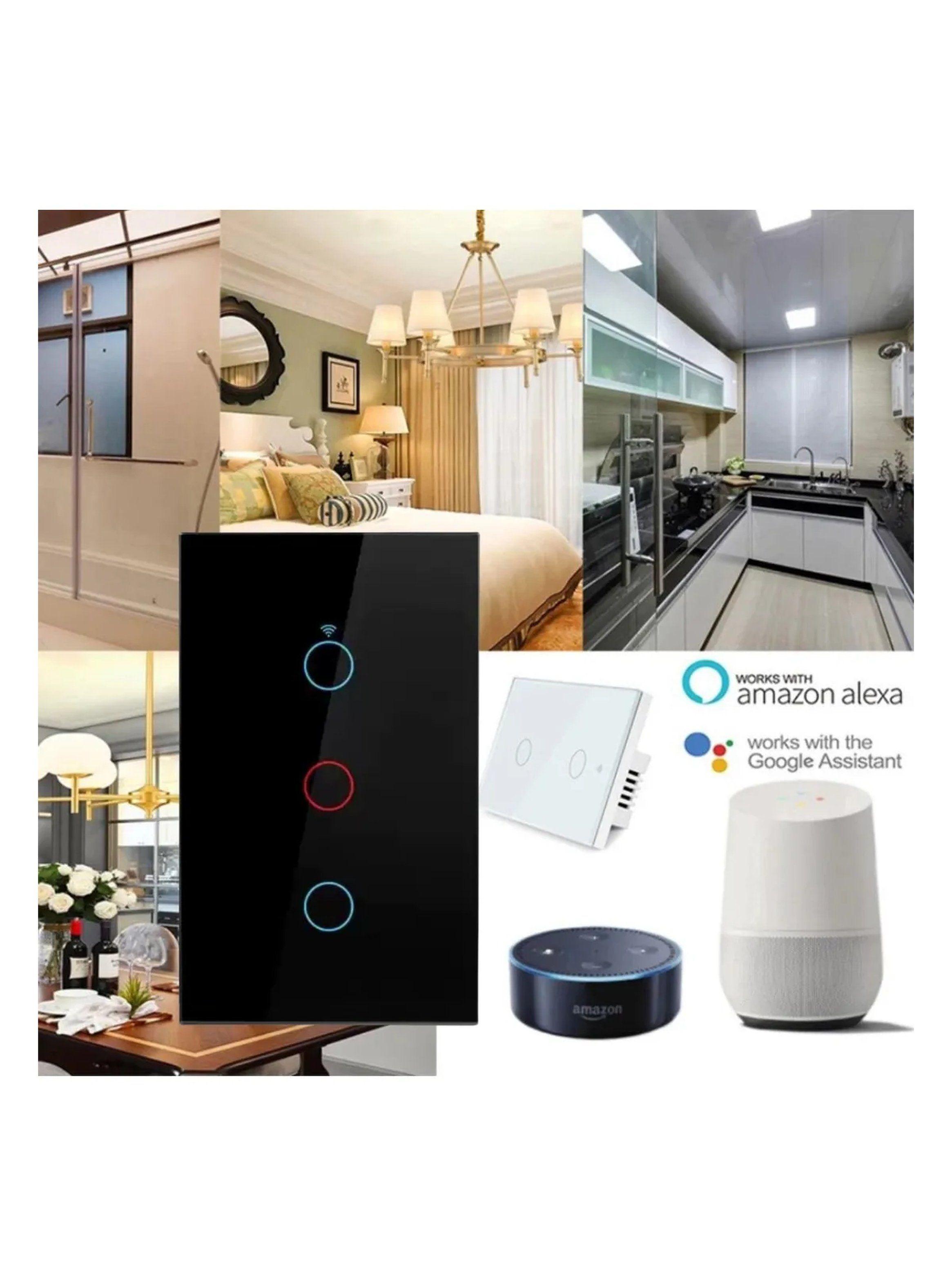 Interruptor de Luz Inteligente Wi-Fi Control Táctil Negro-3
