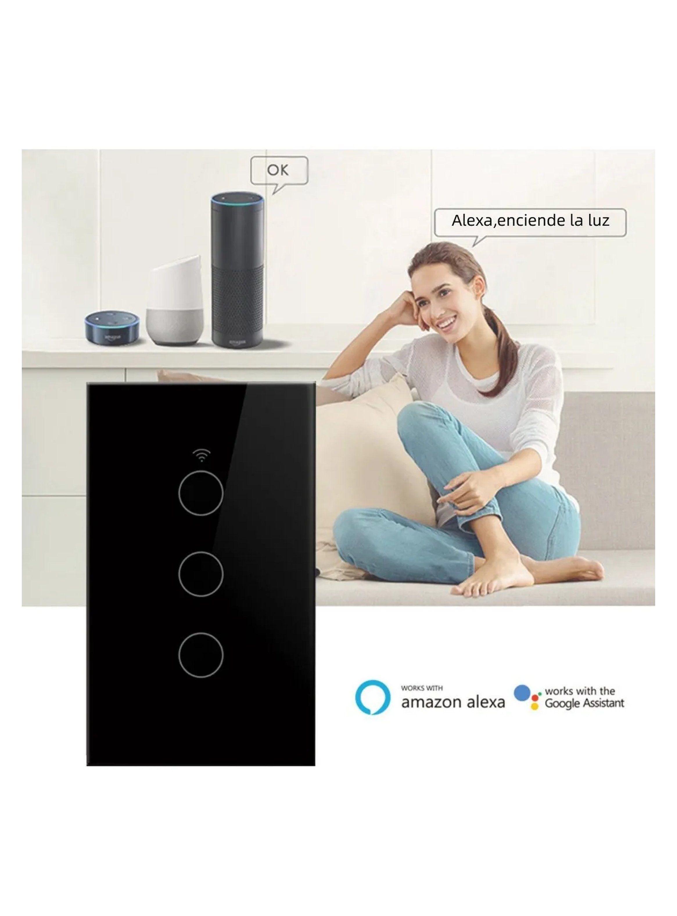 Interruptor de Luz Inteligente Wi-Fi Control Táctil Negro-4