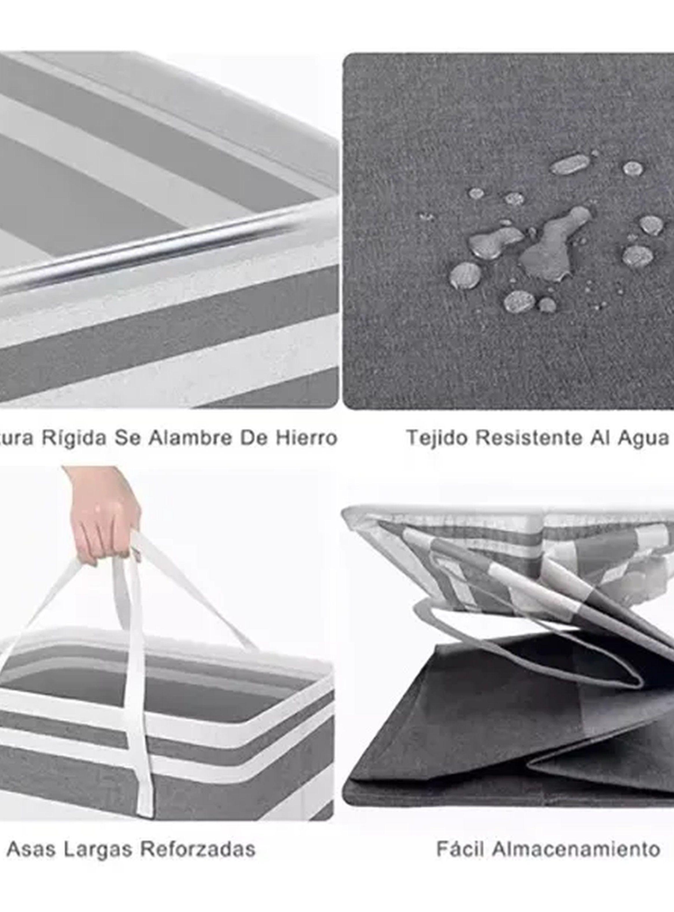 Canasta De Ropa Plegable 75L Tela Gris-5