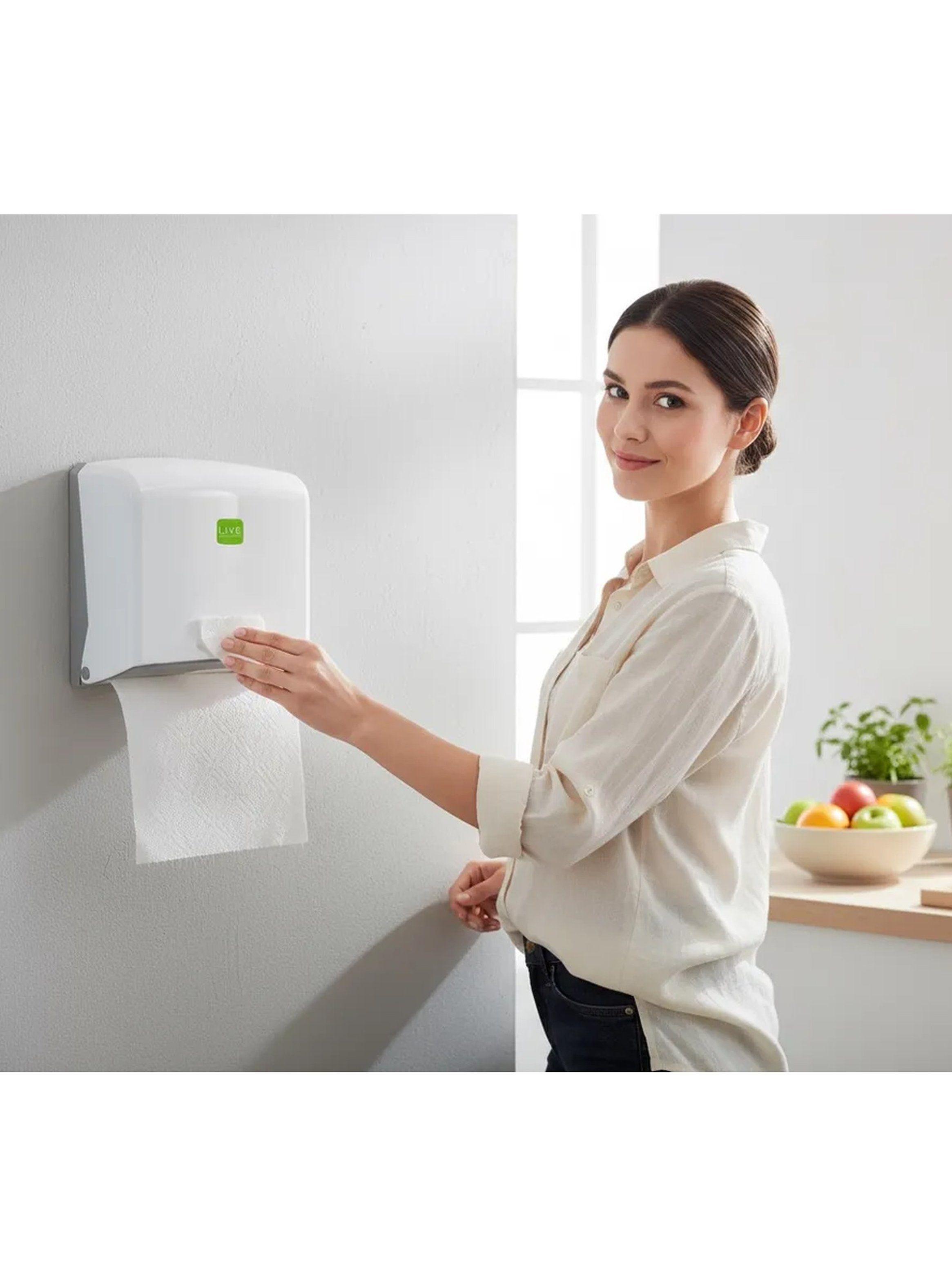 Dispensador de Toallas de Papel Manual Pared Blanco-2