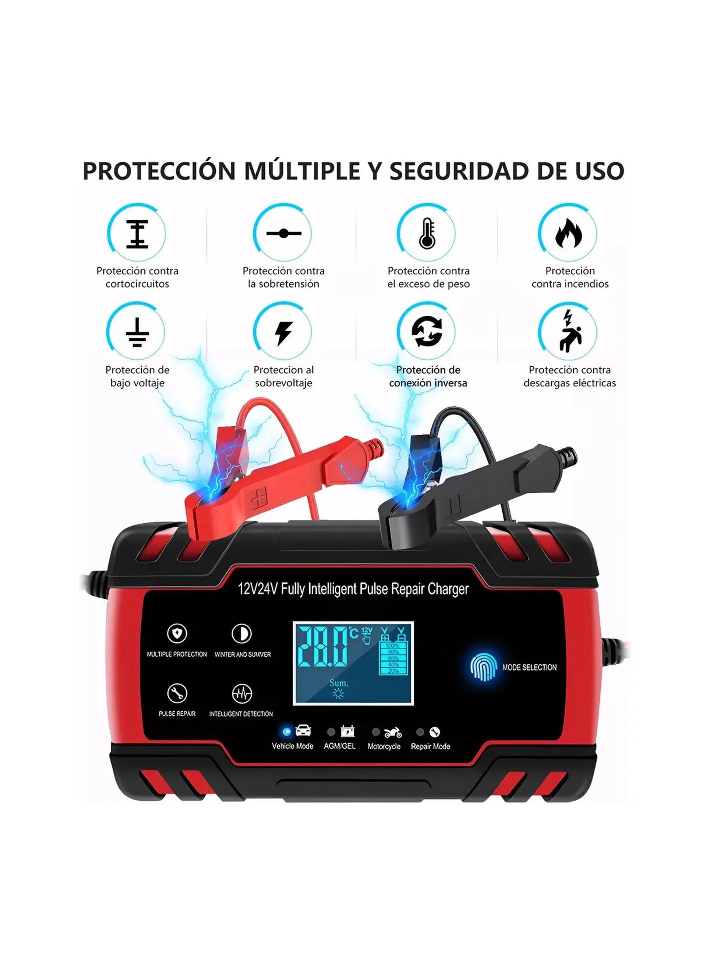 Cargador de Batería 12V/24V Inteligente Pulse Repair Automóvil Y Motocicleta-2