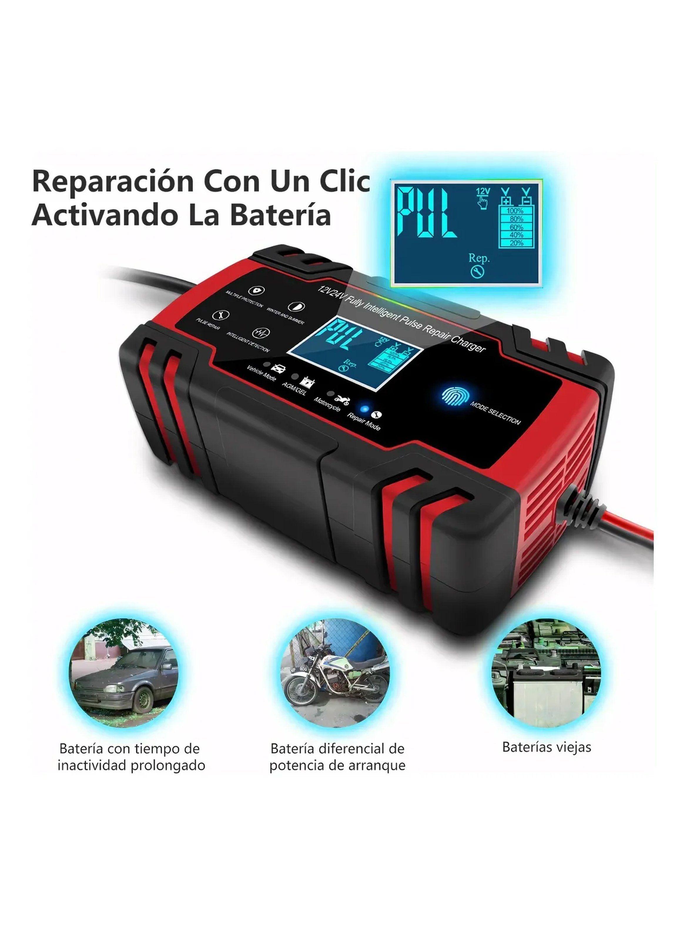 Cargador de Batería 12V/24V Inteligente Pulse Repair Automóvil Y Motocicleta-3
