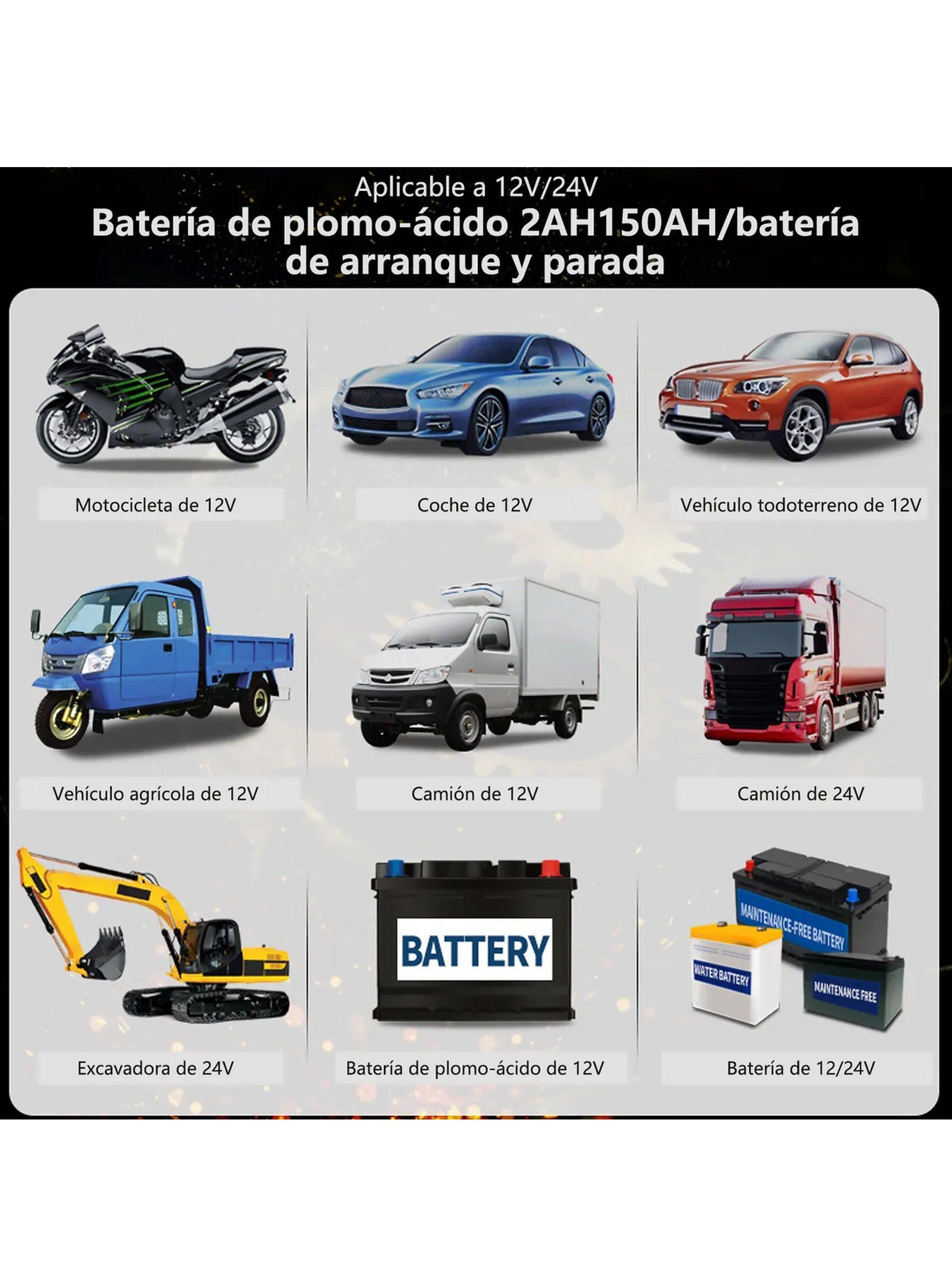 Cargador de Batería 12V/24V Inteligente Pulse Repair Automóvil Y Motocicleta-5