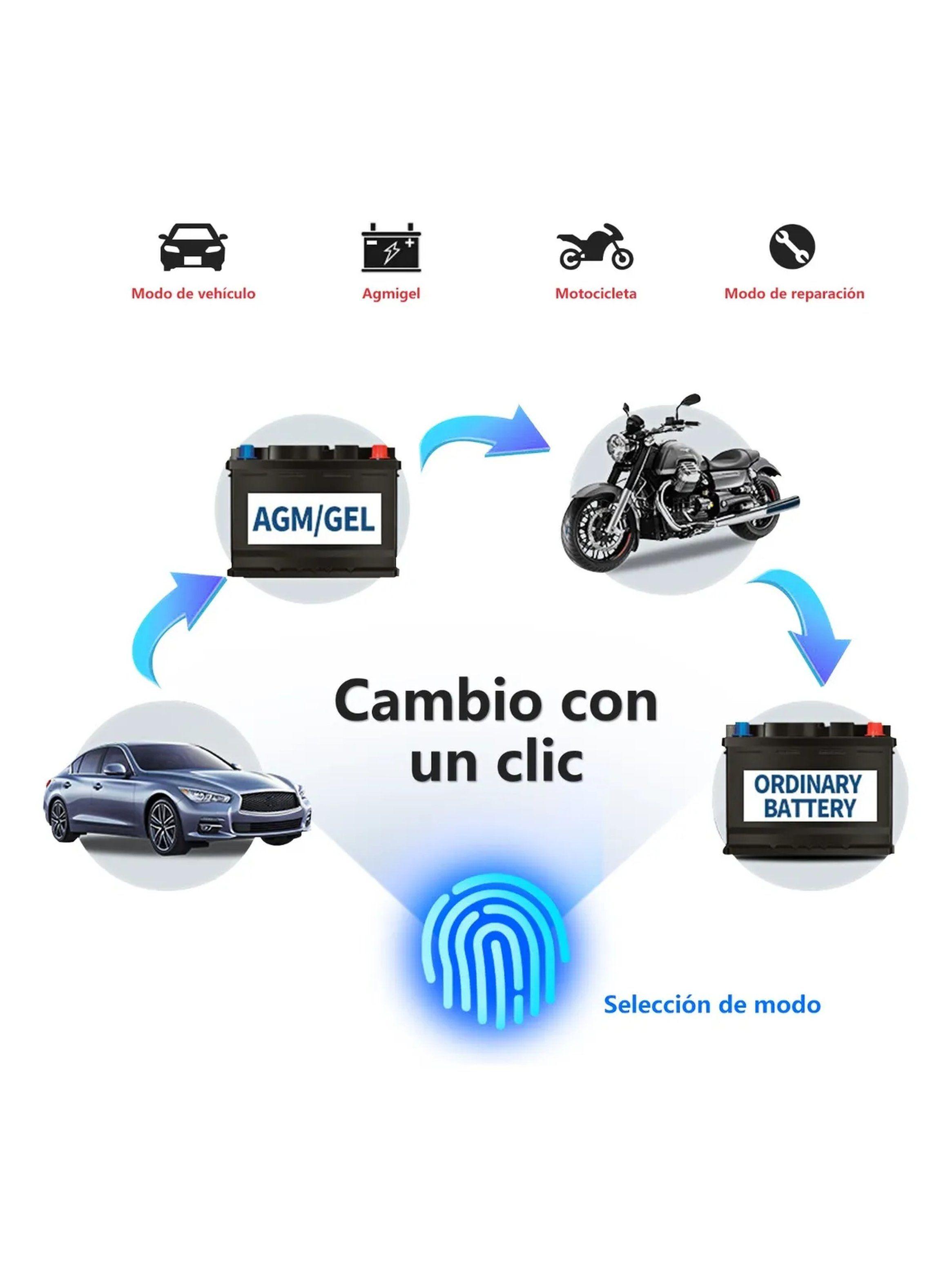 Cargador de Batería 12V/24V Inteligente Pulse Repair Automóvil Y Motocicleta-6
