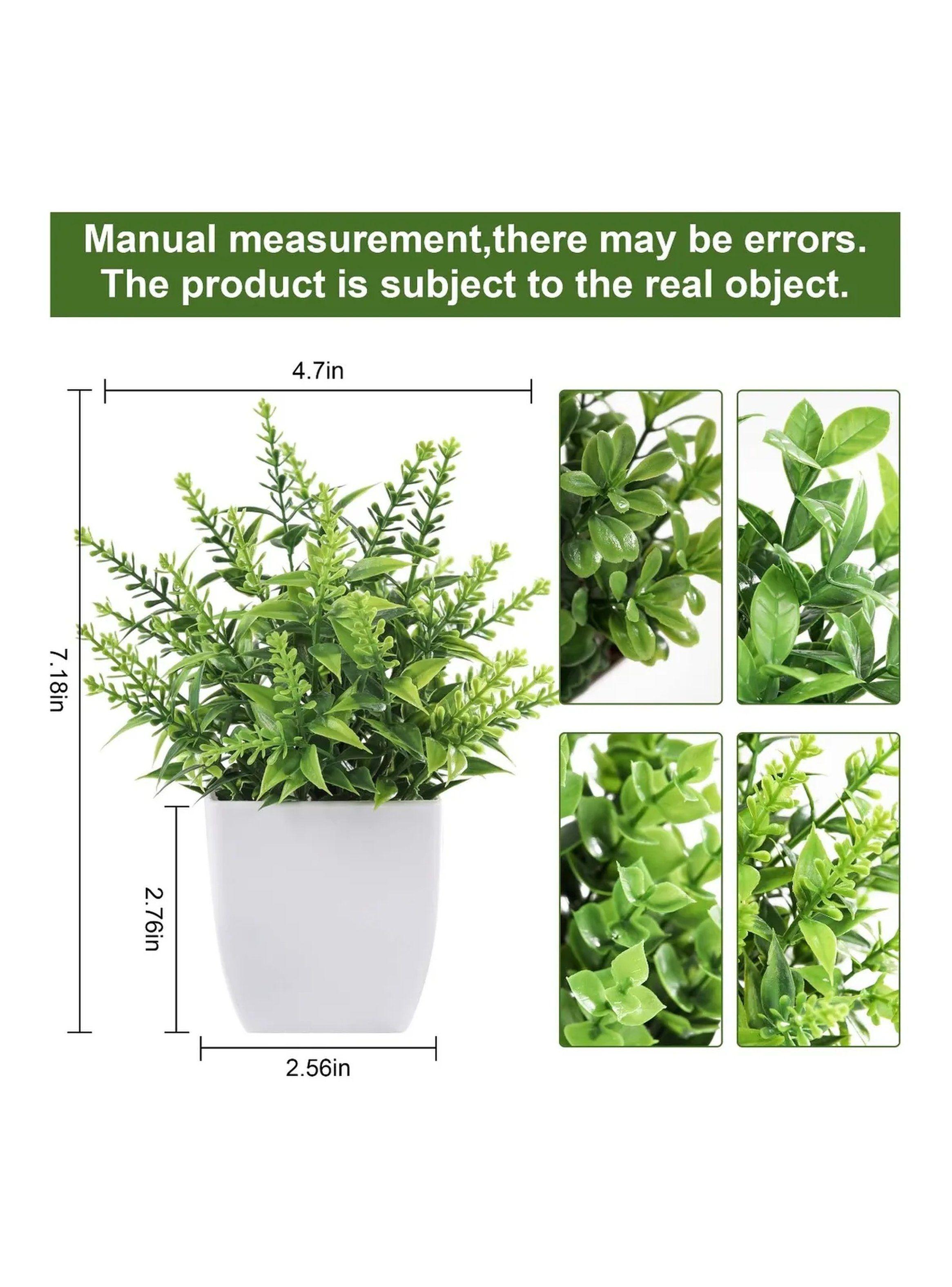 Plantas Artificiales Decorativas Maceta Plástica Verde Set de 4-1