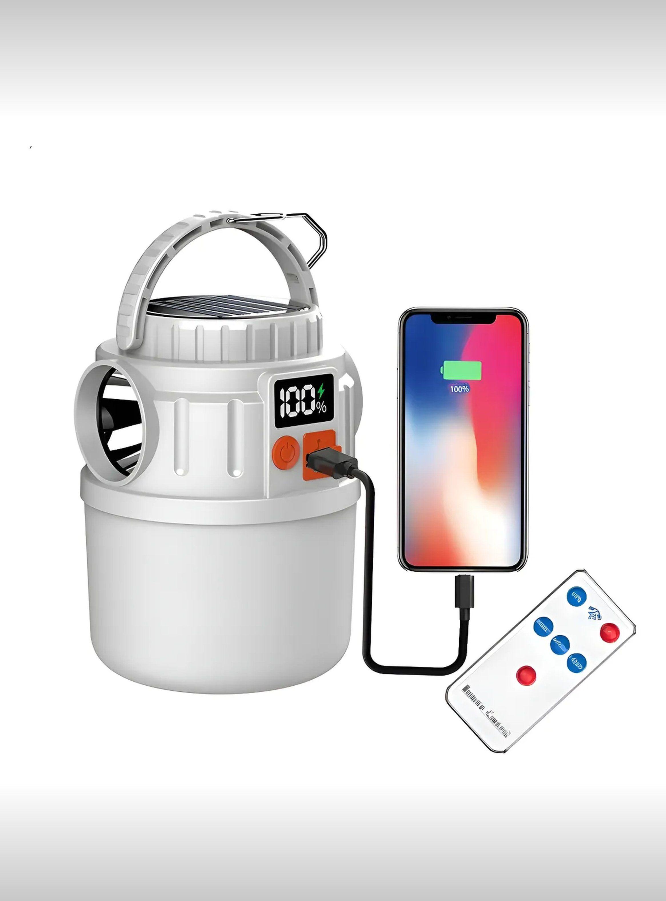 Lámpara LED Recargable Solar con Banco de Energía y Control Remoto 10000mAh-0