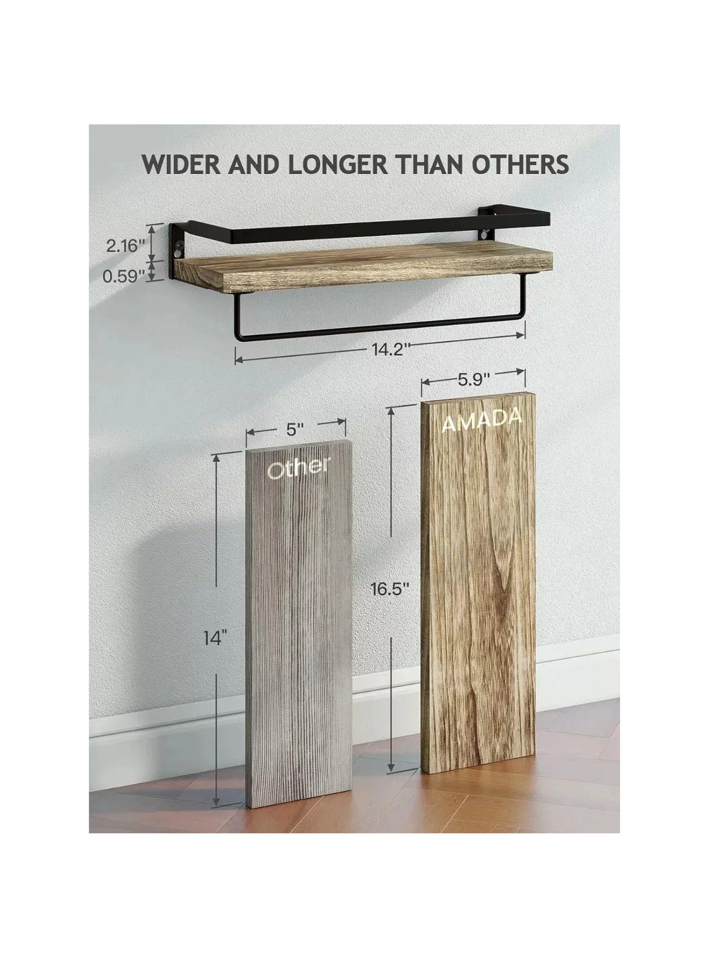 Estantes de Pared Montados Metal y Madera con Barra para Cocina-3