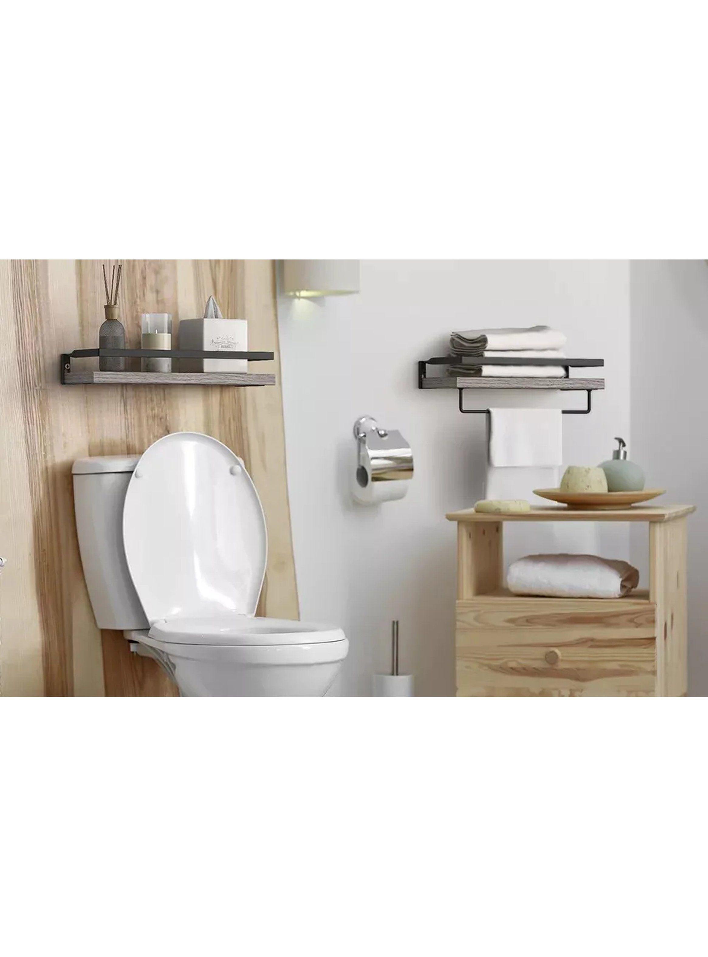 Estantes de Pared Montados Metal y Madera con Barra para Cocina-5