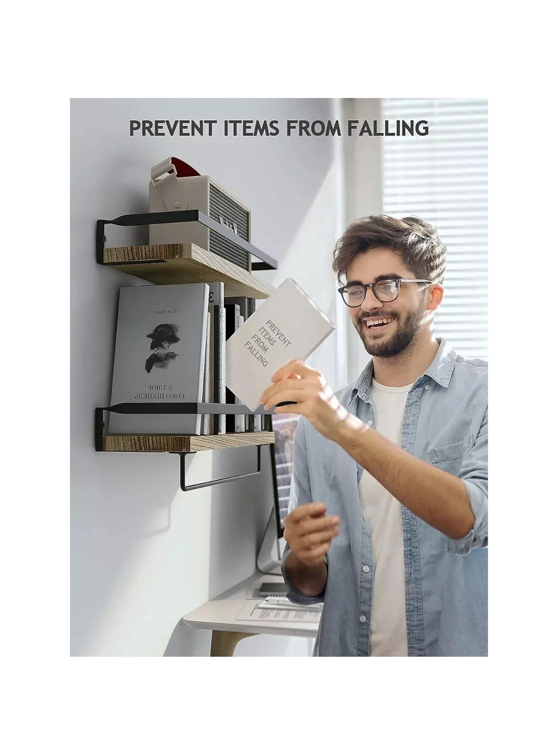 Estantes de Pared Montados Metal y Madera con Barra para Cocina-6