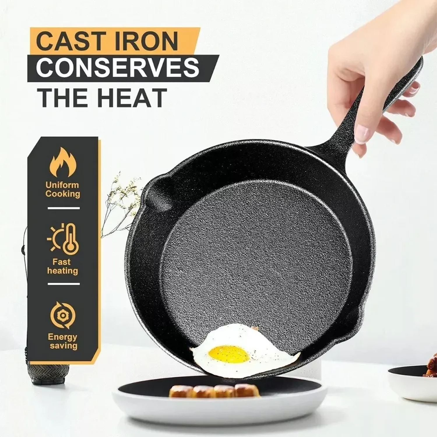 Set de Sartenes de Hierro Fundido Antiadherente Pre-Sazonado-6