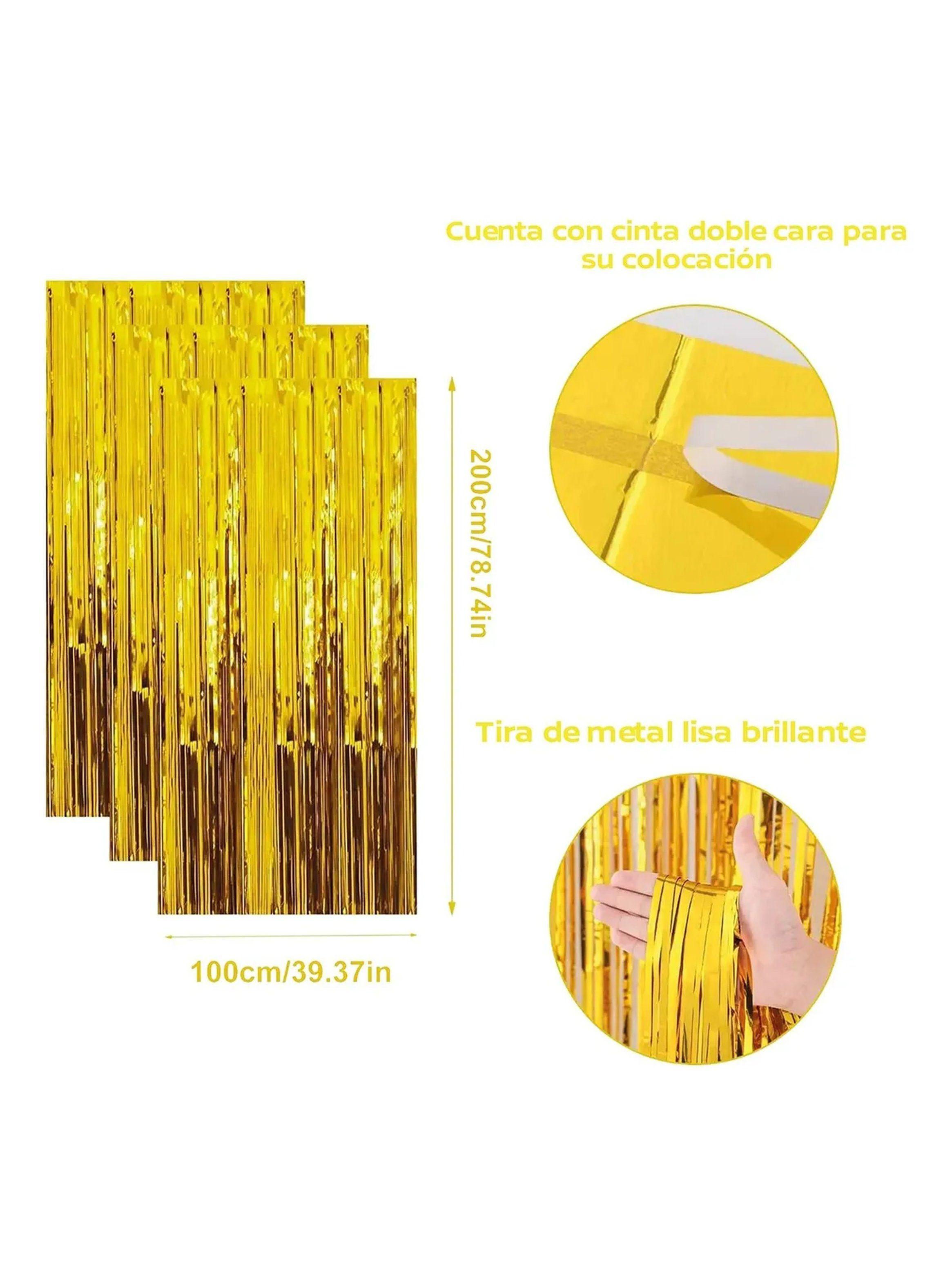 Cortinas de Flecos Metálicos 200x100 cm Oro y Plateado 12 Piezas-1