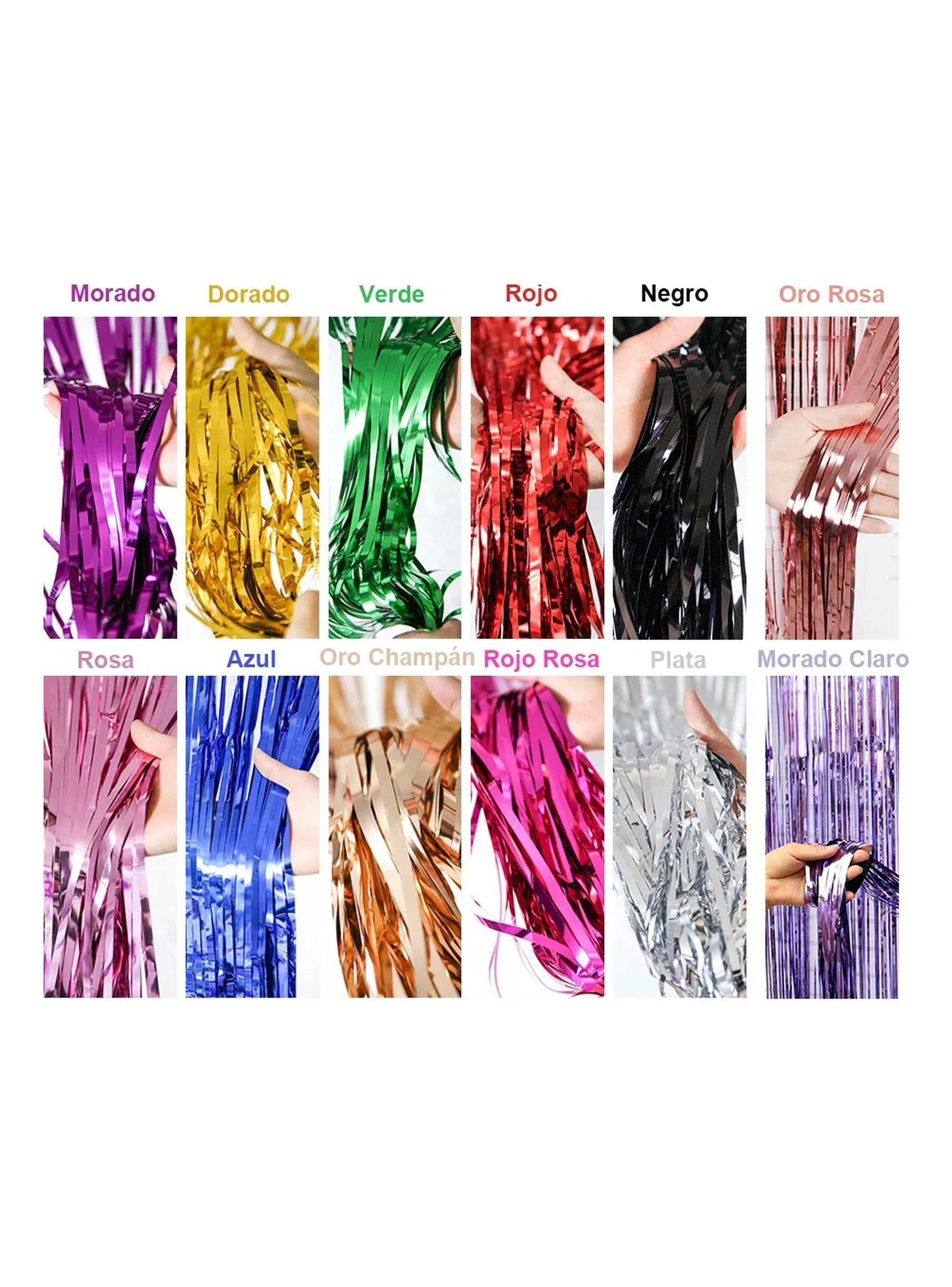 Cortinas de Flecos Metálicos 200x100 cm Oro y Plateado 12 Piezas-3