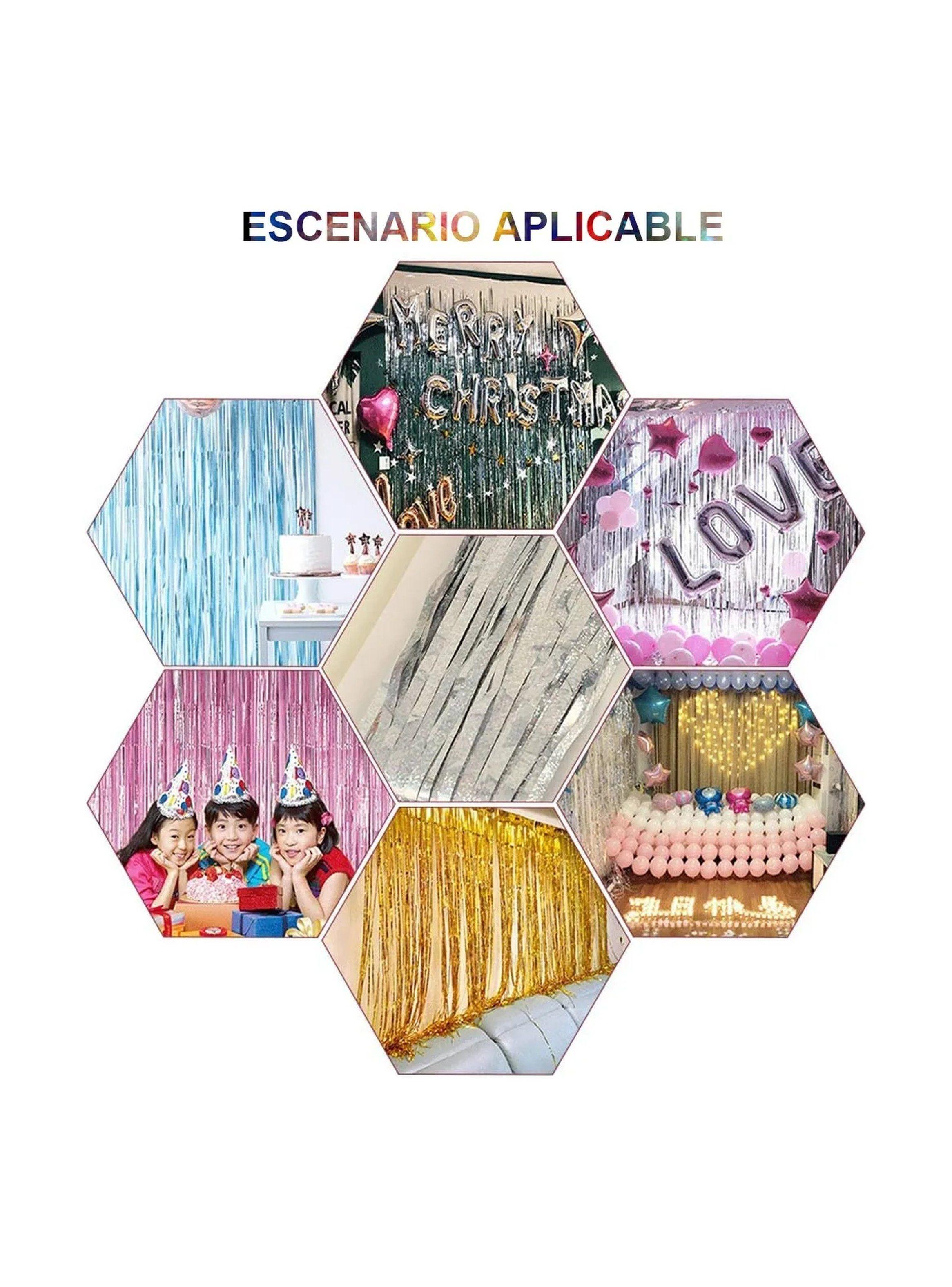 Cortinas de Flecos Metálicos 200x100 cm Oro y Plateado 12 Piezas-7