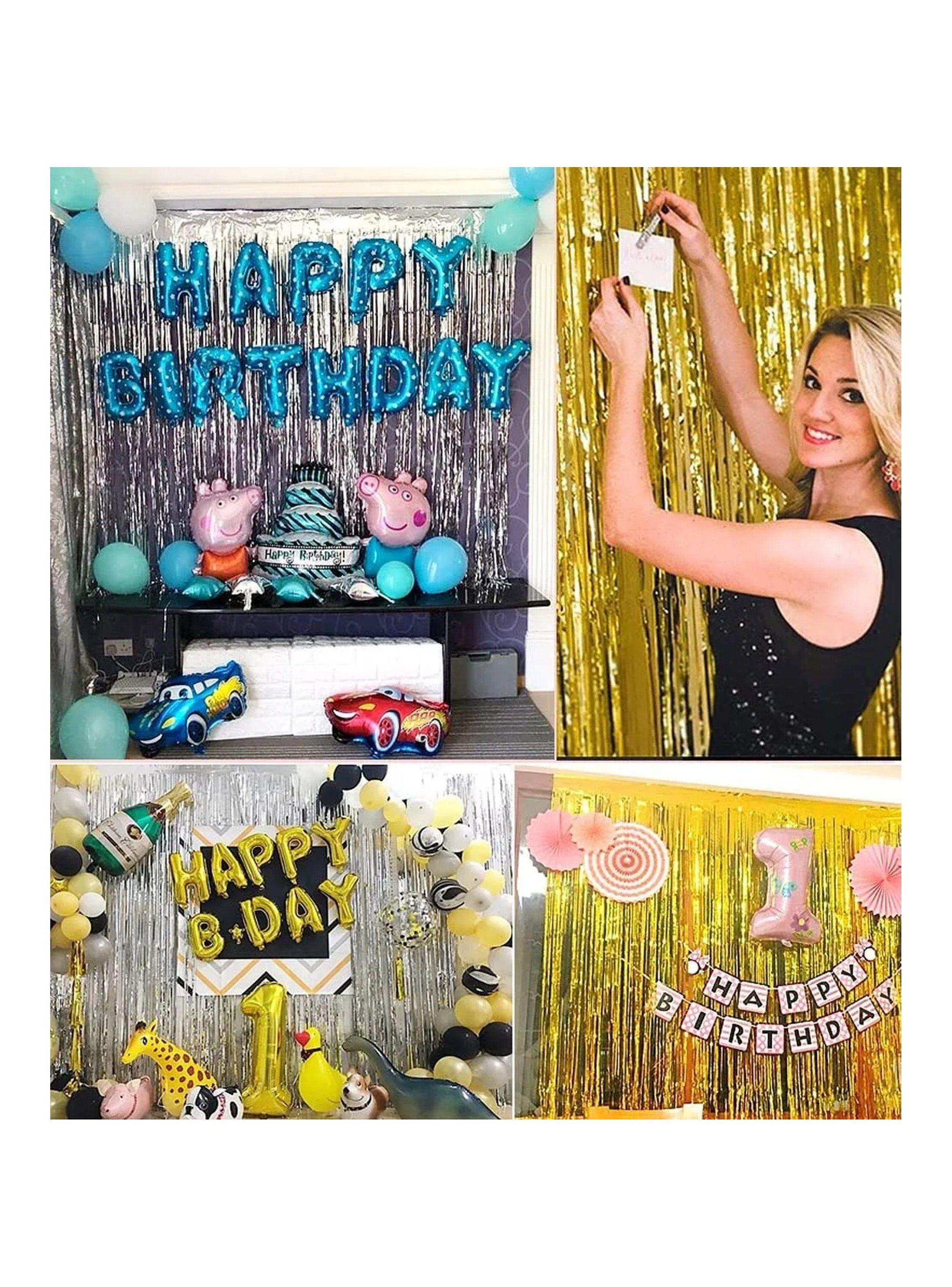 Cortinas de Flecos Metálicos 200x100 cm Oro y Plateado 12 Piezas-9