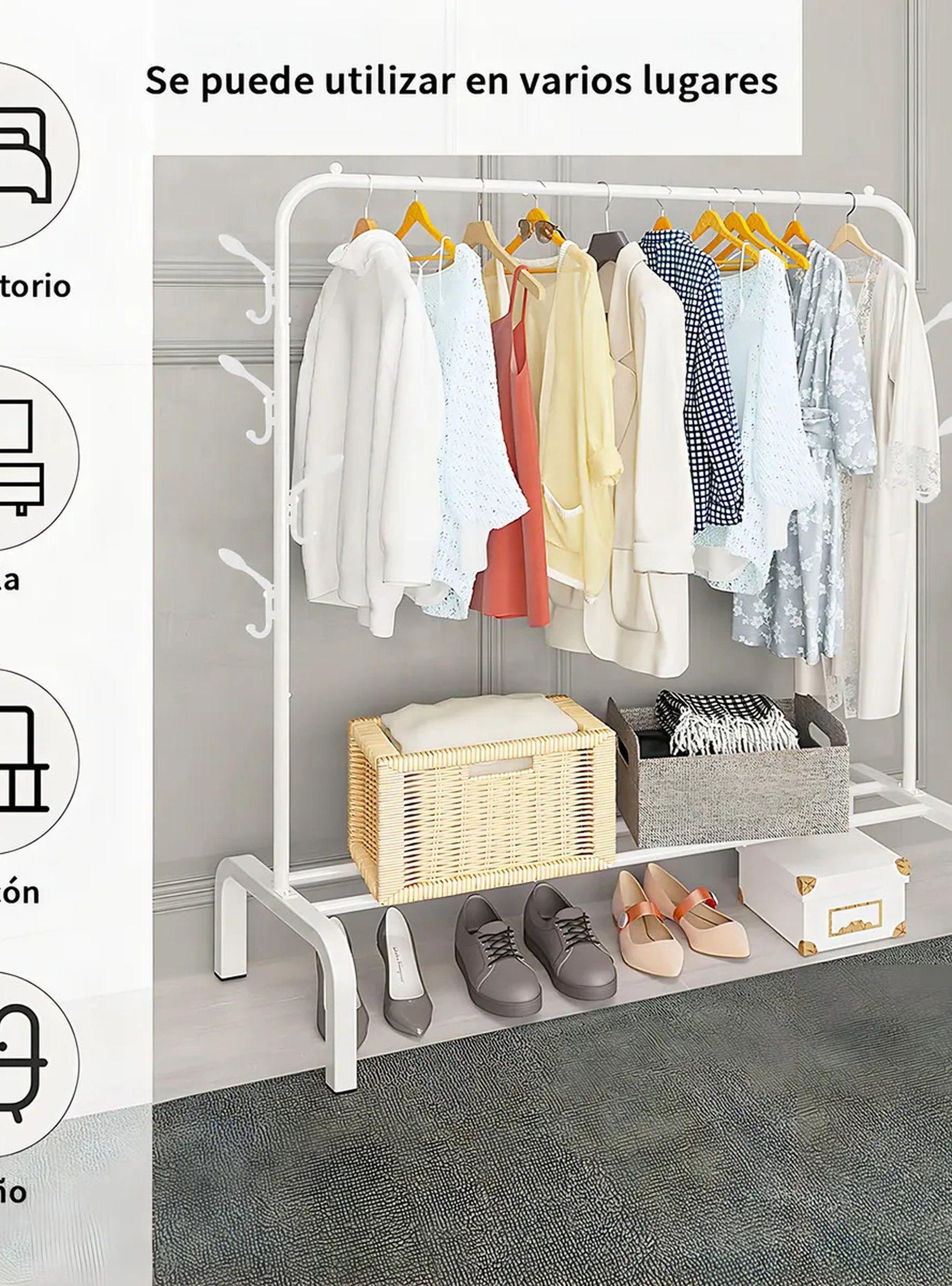 Perchero de Ropa Metálico Resistente 25mm con Ganchos Capacidad 25kg-5