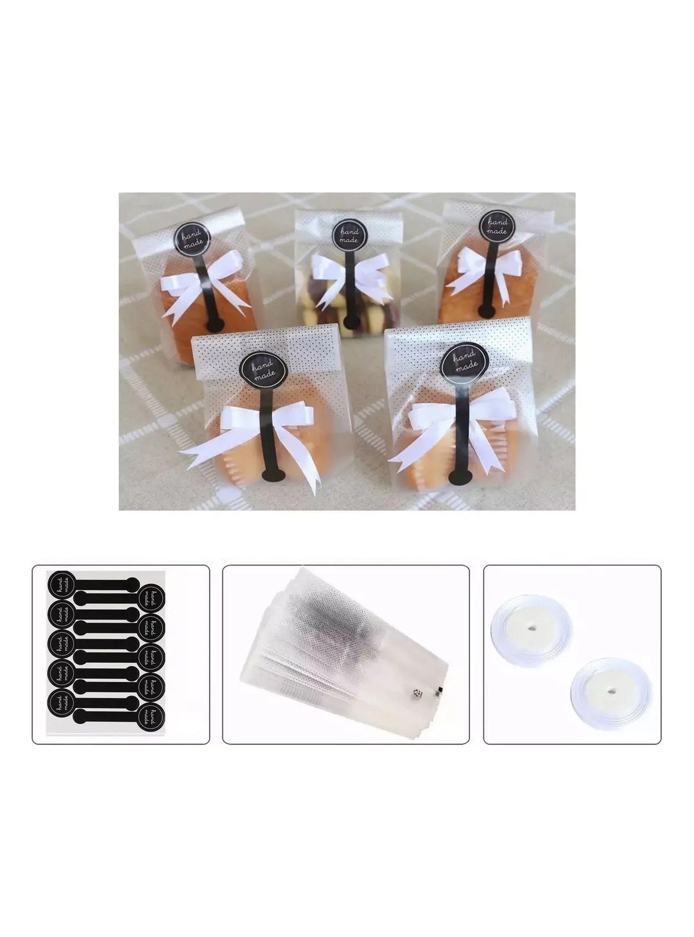 Bolsas de Regalo Transparentes Kit 150 Piezas Con Cintas y Etiquetas-0