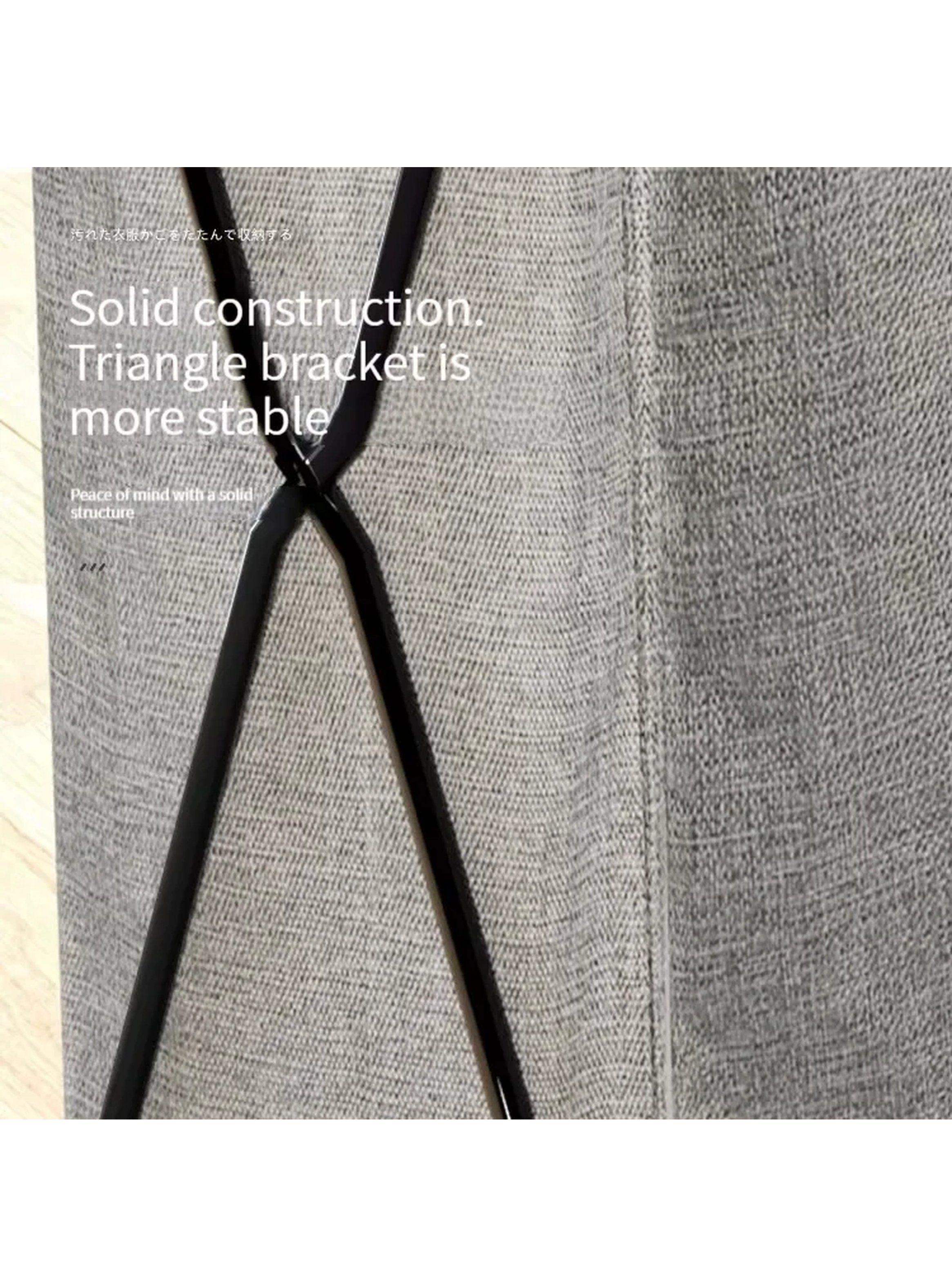 Cesto de Ropa Plegable Portátil Tela Gris Estructura Metálica-6