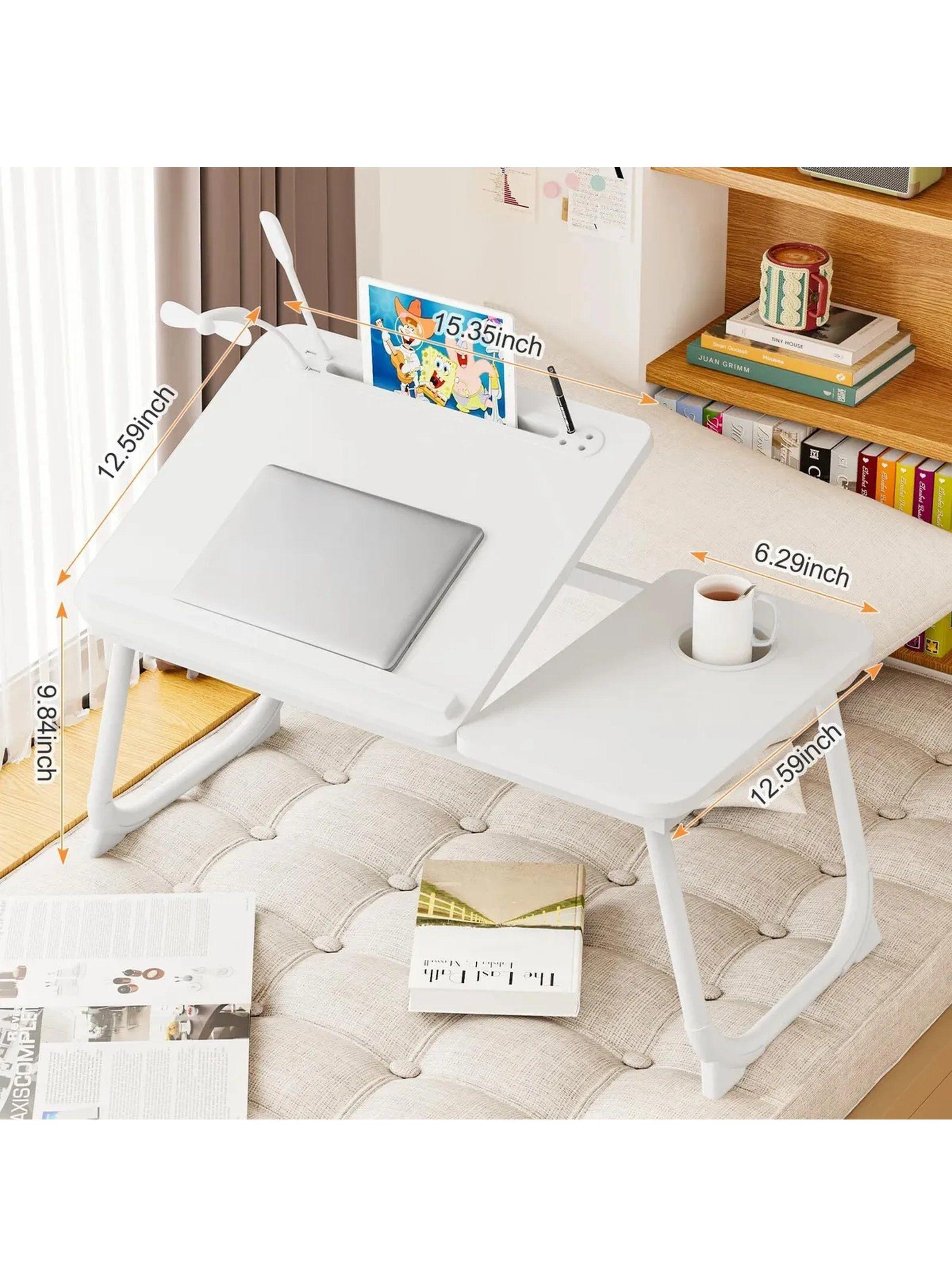 Mesa Plegable para Laptop con Ranuras Ajustables USB y Portavasos-4