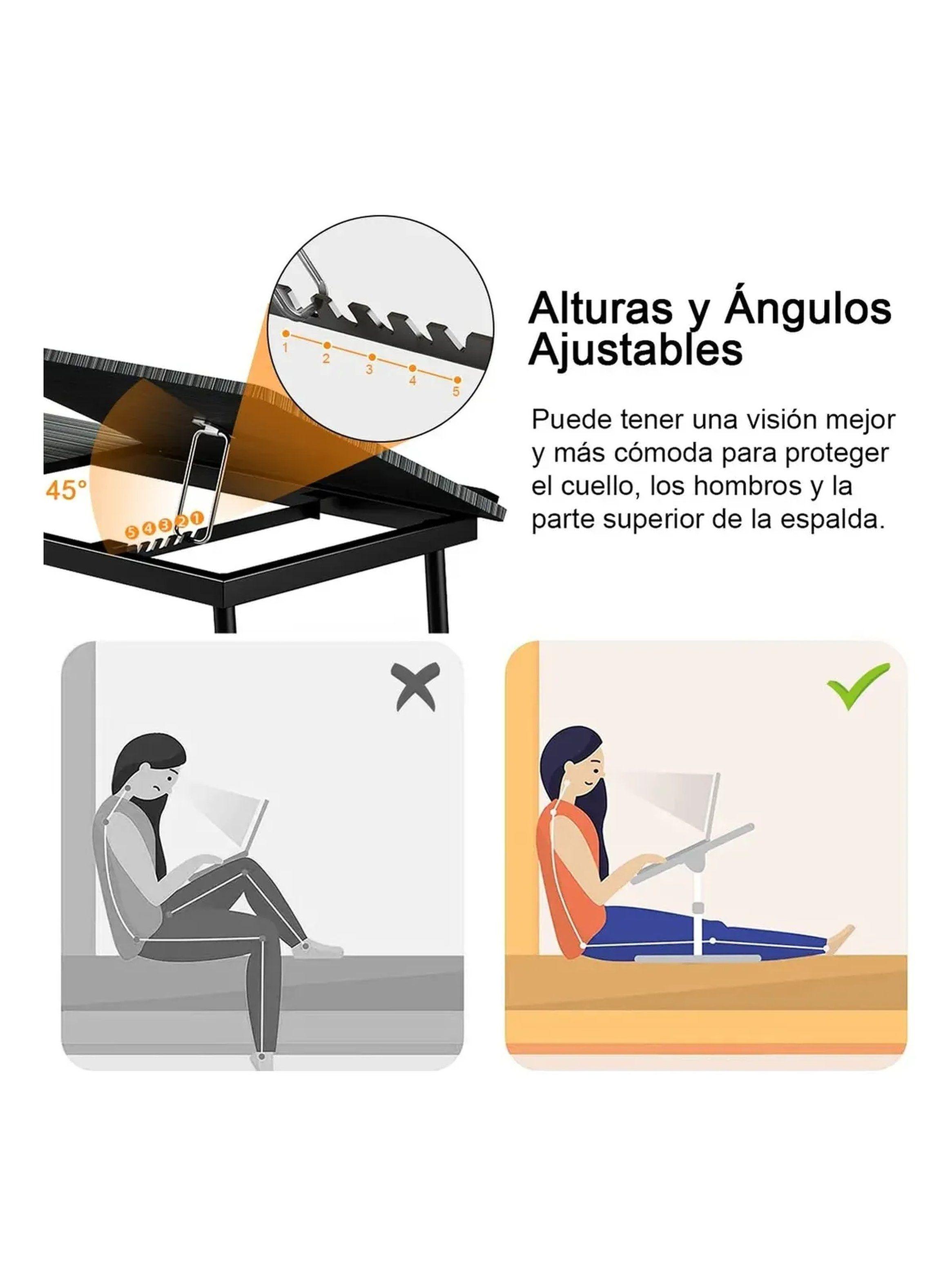 Mesa Plegable para Laptop con Ranuras Ajustables USB y Portavasos-6